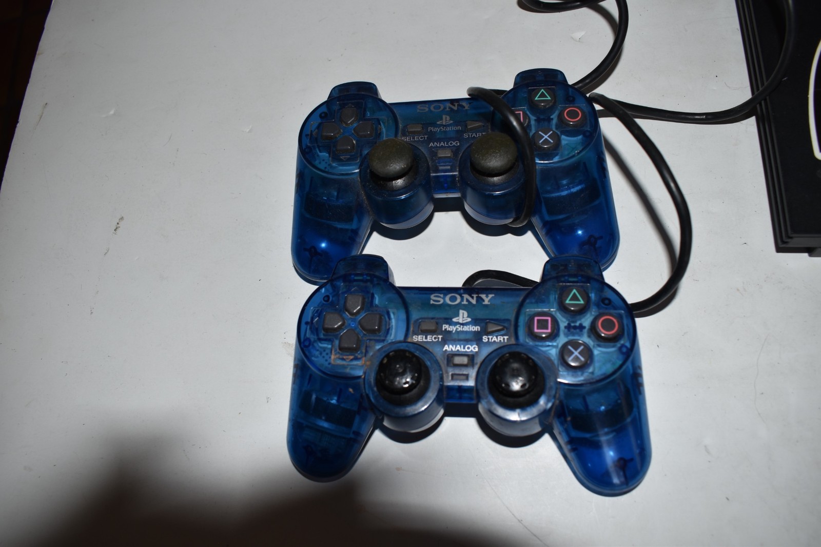 Sony PlayStation 2 Slim PS2 Black SCPH-77001 w/ 2 Ocean Blue Controllers(PLB4)