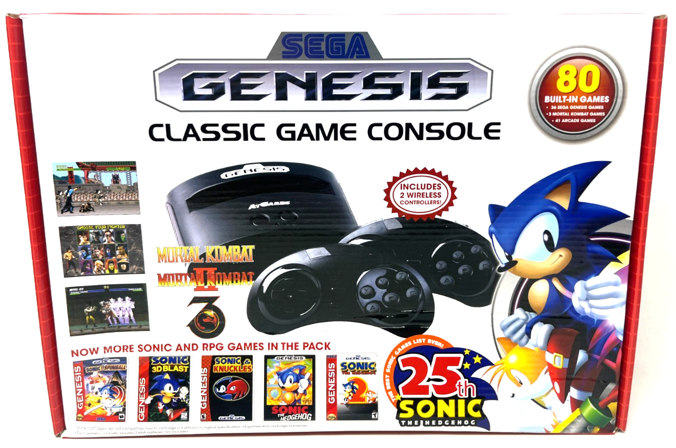 AtGames Sega Genesis Classic Game Console Sealed 80 Built-In Games Controllers