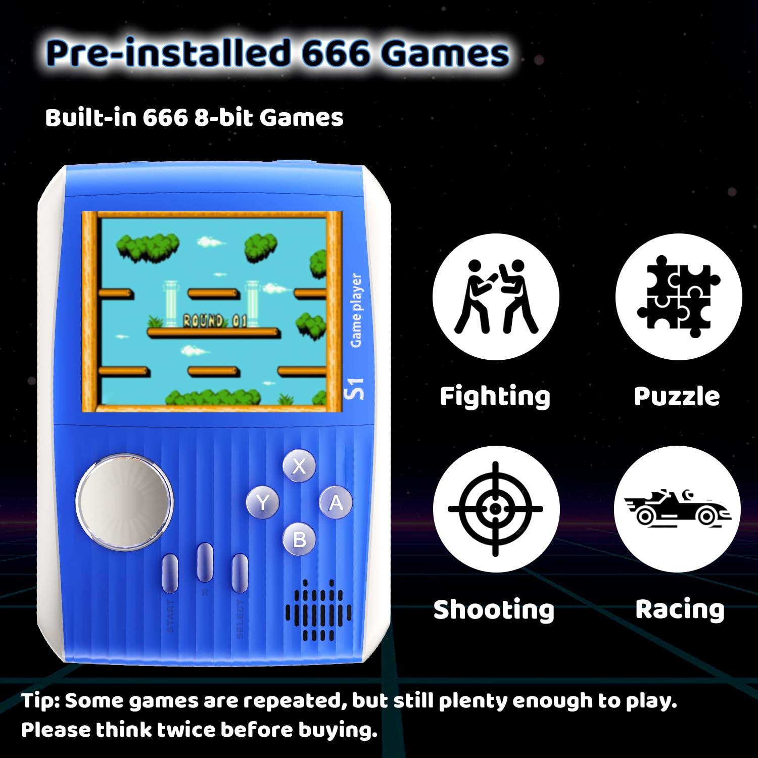 Kid Mini Handheld Retro Games Console Built in 666 Classic Games, Portable Ha…