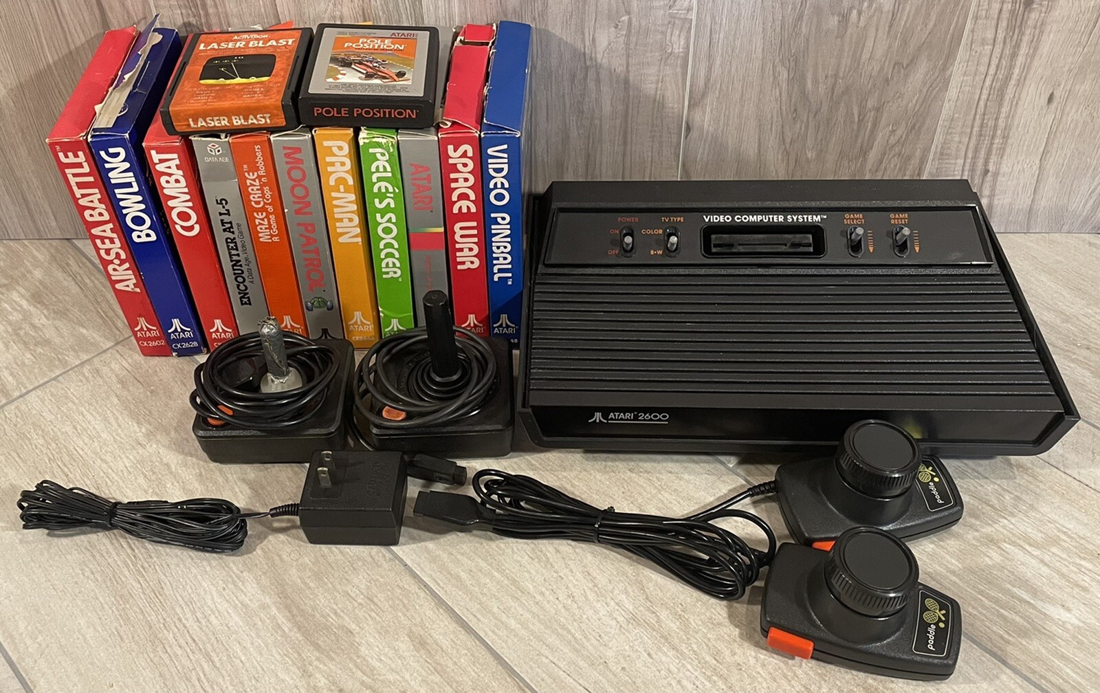 Atari 2600 Console Lot Complete w/ Joysticks, Paddles & 13 Games In Boxes
