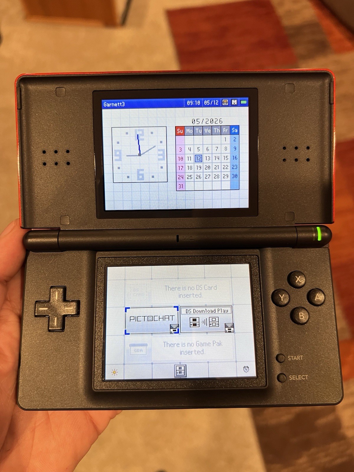 Nintendo DS Lite Crimson Black Red Handheld Console MINT