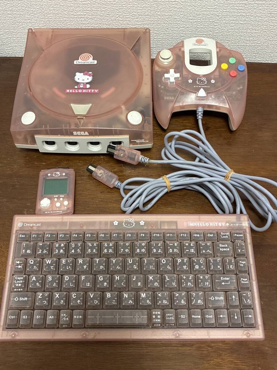SEGA Dreamcast Hello Kitty Pink Skeleton Console HKT-3000 Tested Working Japan
