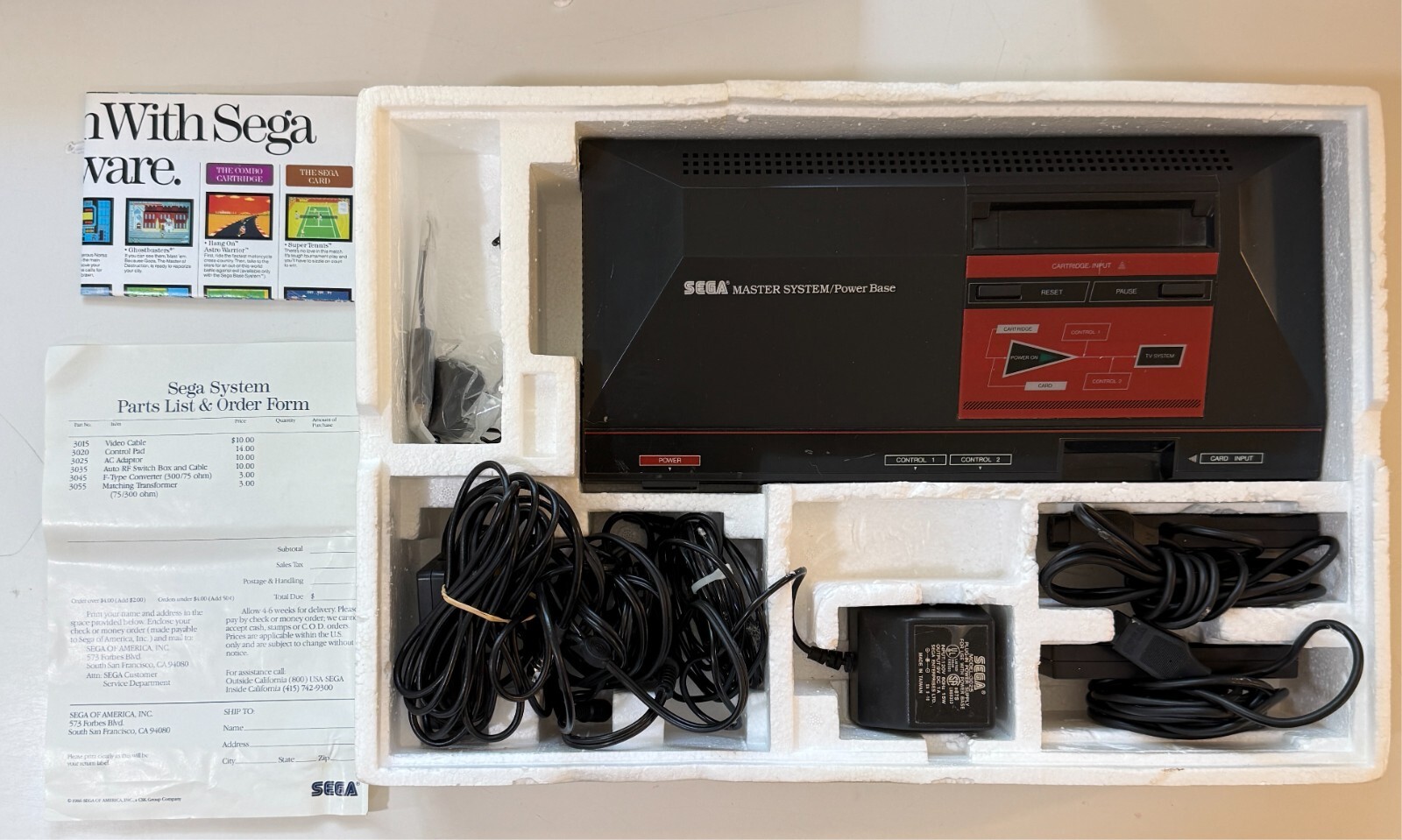 Base Sega Master System Console – Boxed – Not CIB – Inserts, Foam, Accessories