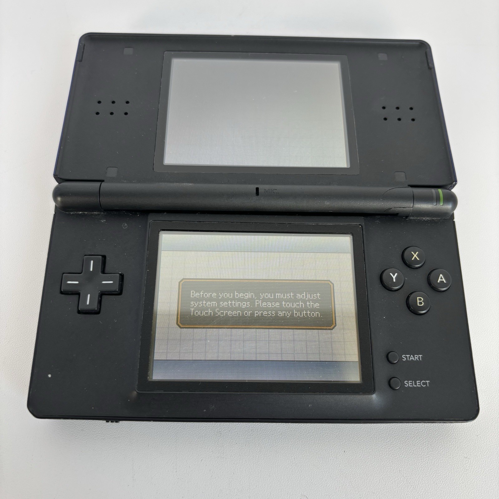 Nintendo DS Lite Handheld System Cobalt Blue Black Broken Hinges Tested Works