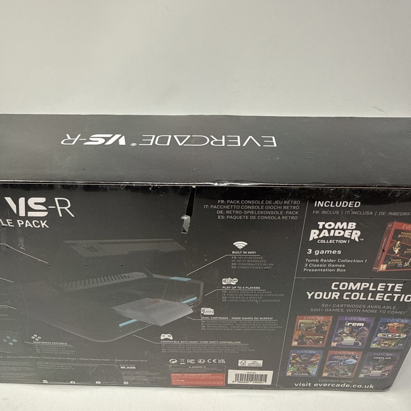 Limited Edition Blaze Evercade VS-R Console with Tomb Raider 1 2 & 3 New Sealed