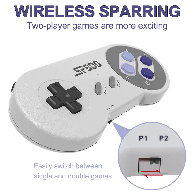 SF900 Retro Game Console HD Video Game Stick with 1500 Games for SNES Wireless C