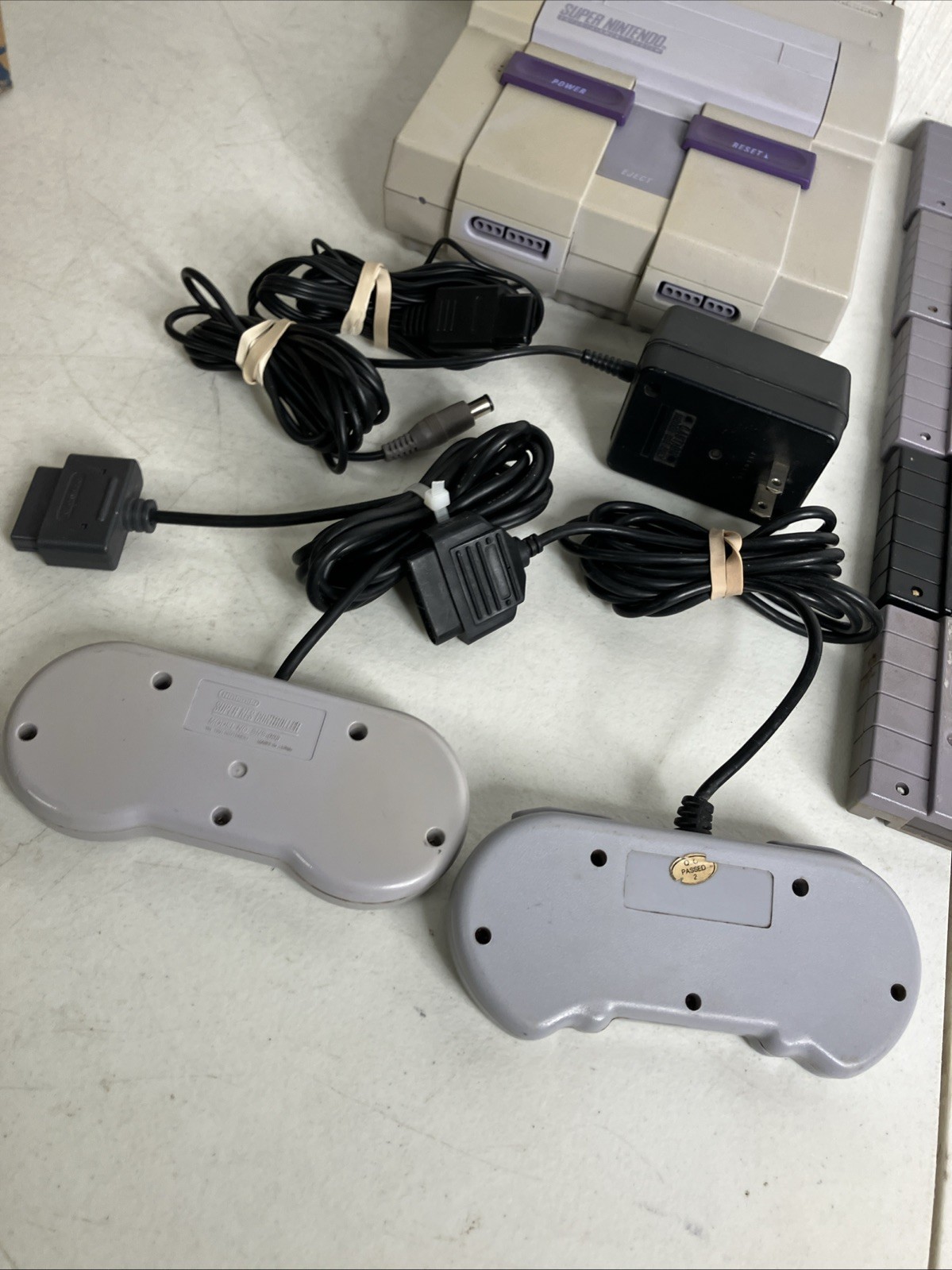 Super Nintendo SNES System Console Bundle 10 Games Super Mario World TMNT IV