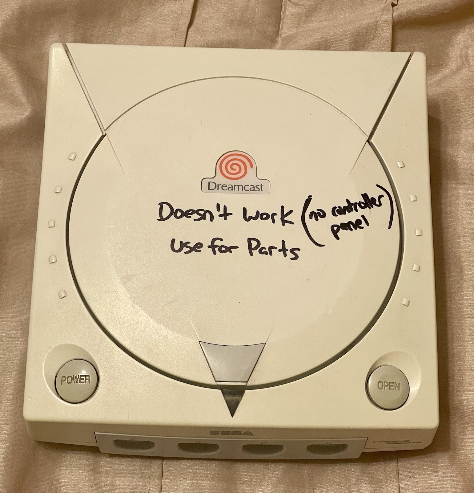 Sega Dreamcast Console Only FOR PARTS OR REPAIR (no Controller Panel)