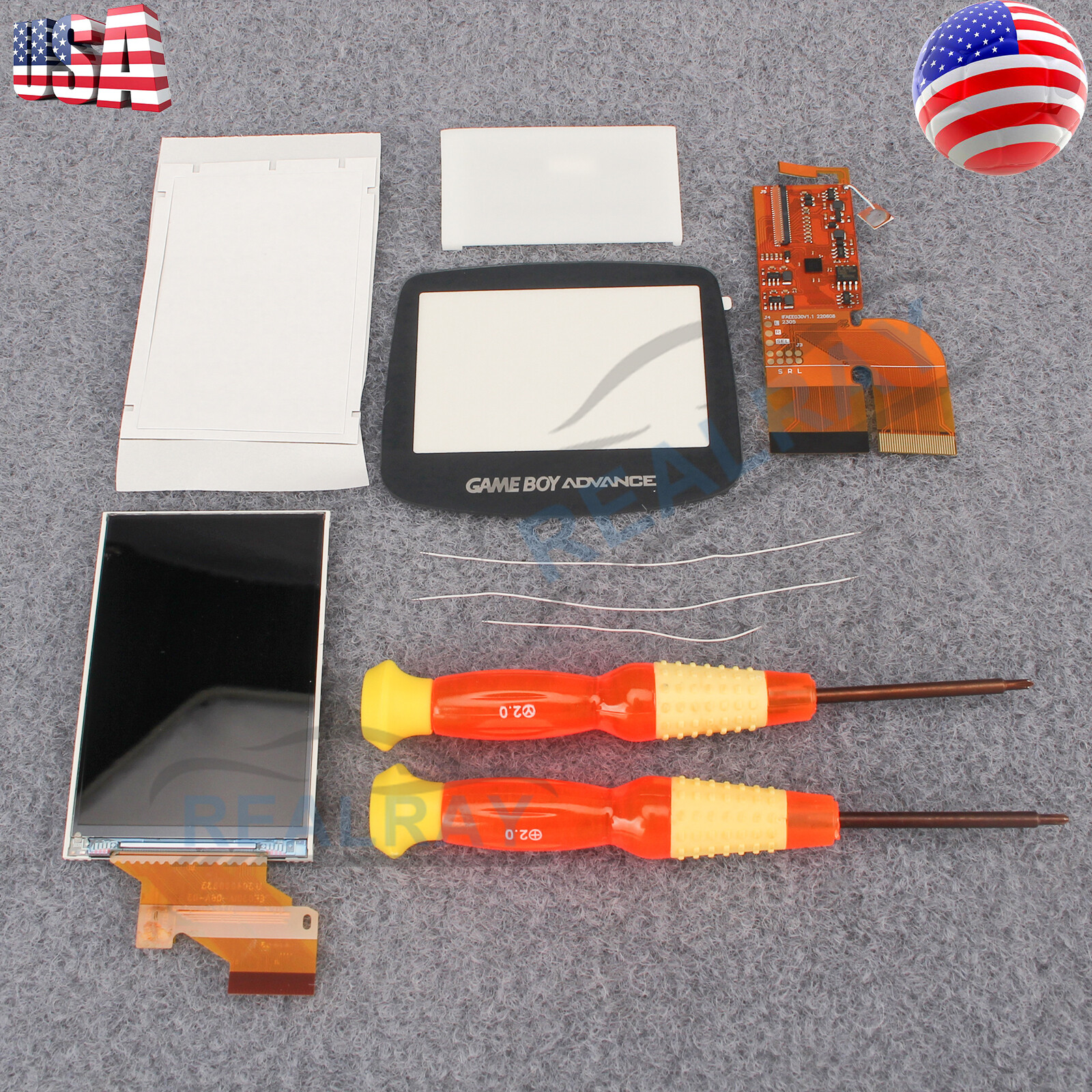 For Nintendo Gameboy Advance GBA IPS V2 screen Backlit Mod LCD Backlight Kit USA