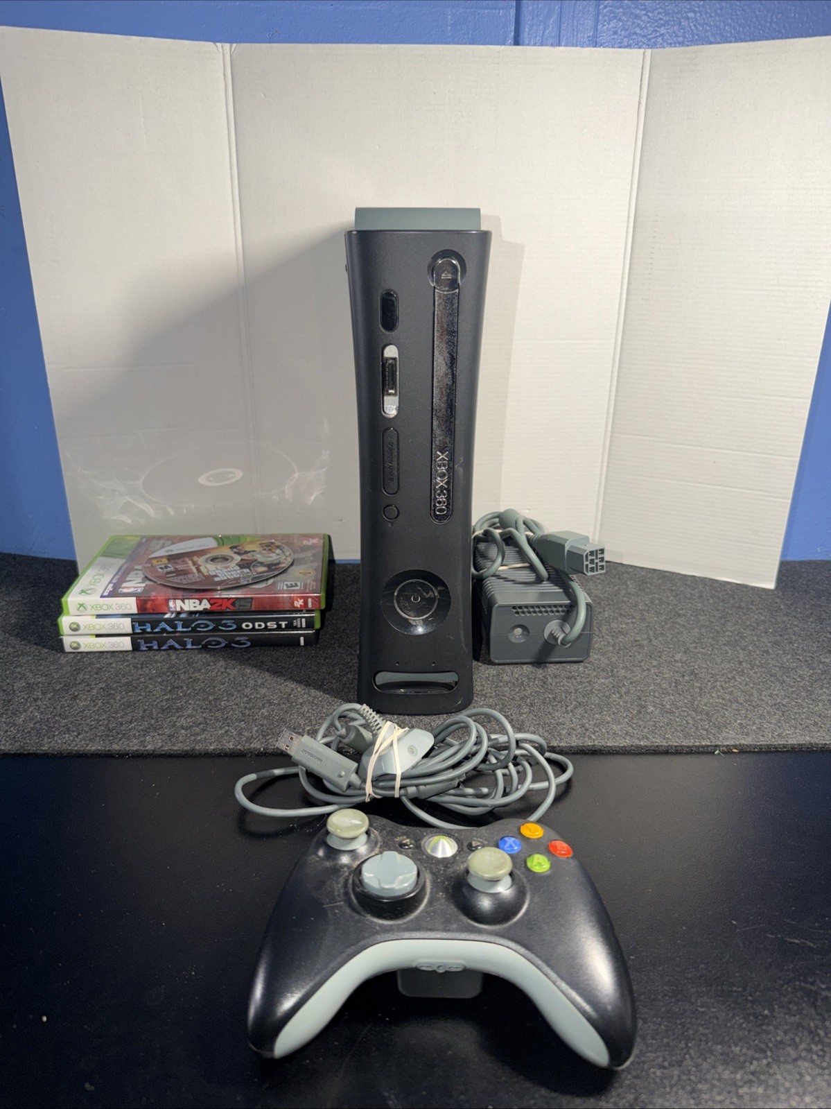 Microsoft Xbox 360 60GB Black Console Bundle 4 Games 1 controller Tested