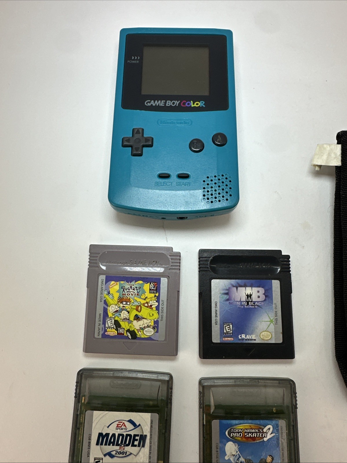 Nintendo Game Boy Color Teal Bundle 4 Games Carry Case GBC Tested Working