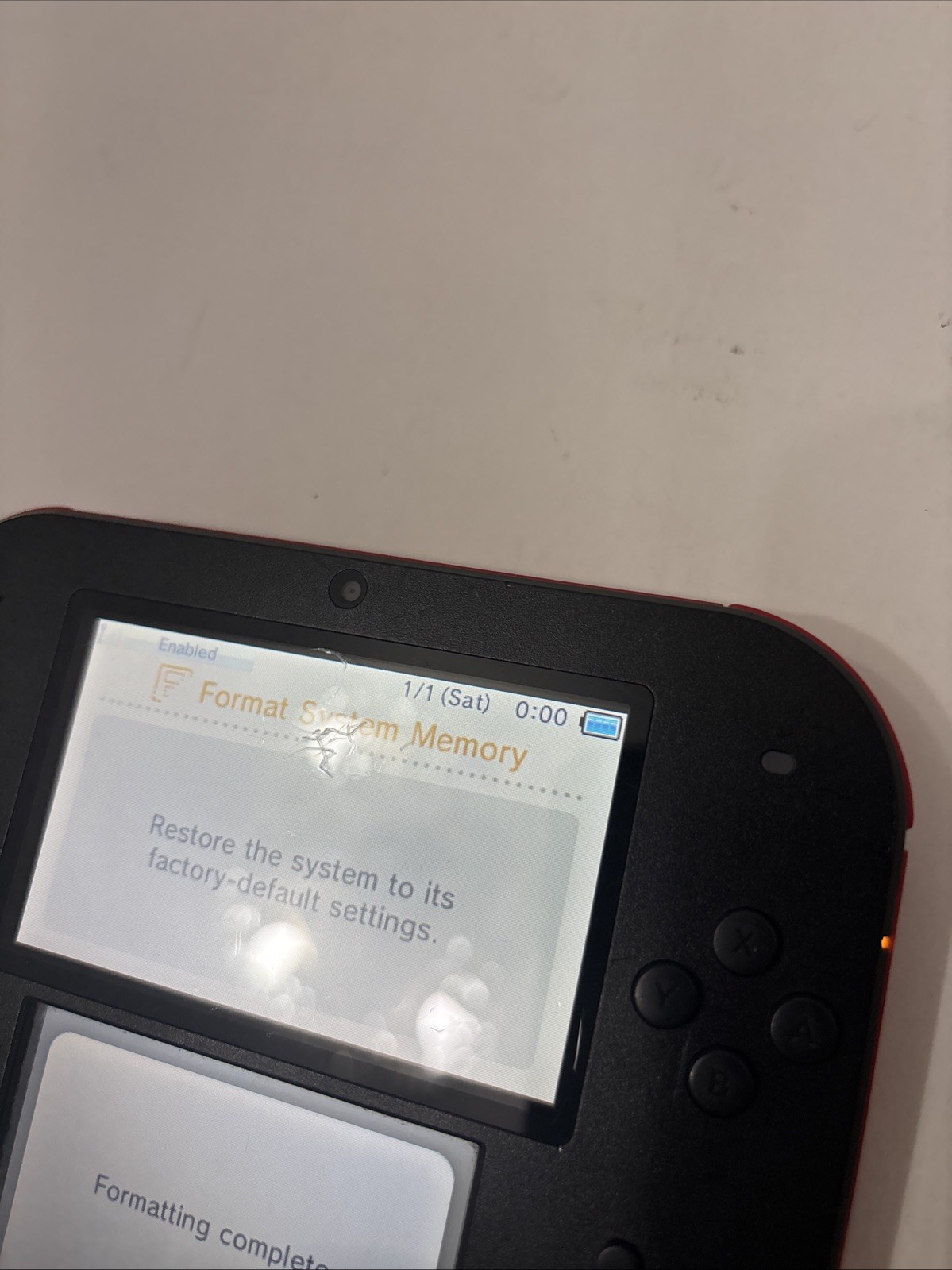 NINTENDO 2DS HANDHELD CONSOLE FTR-001 BLACK / RED WORKING NICE 1 Game & Stylus