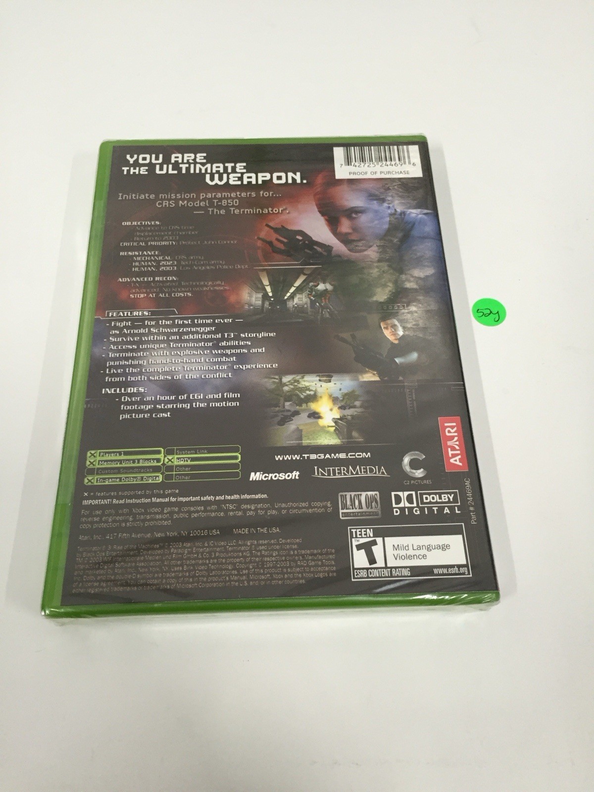 Terminator 3: Rise of the Machines (Microsoft Xbox, 2003) Brand New Sealed 52Y