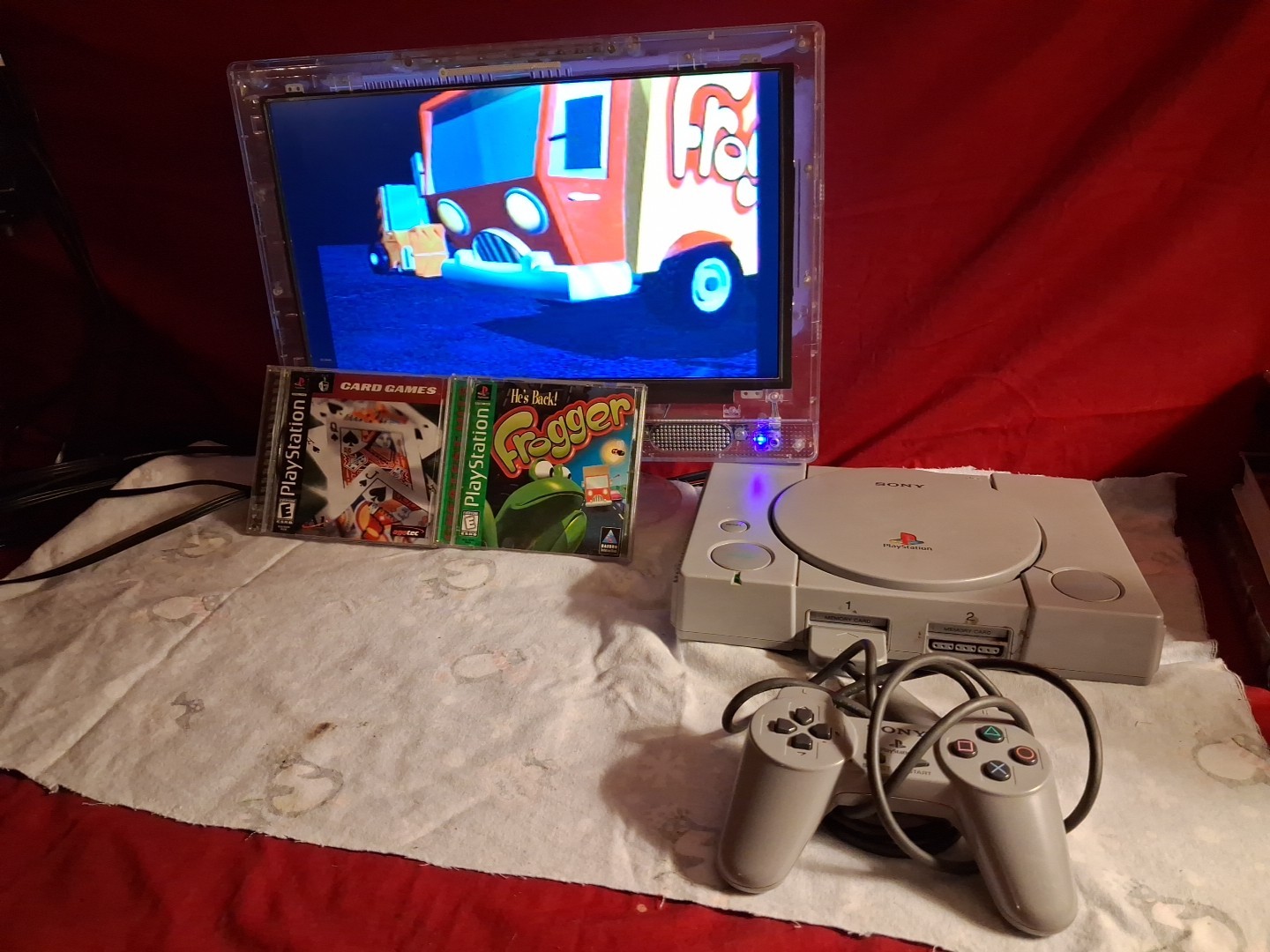TESTED WORKING Sony PlayStation 1 Gray Console With 6 Games TV Not Included