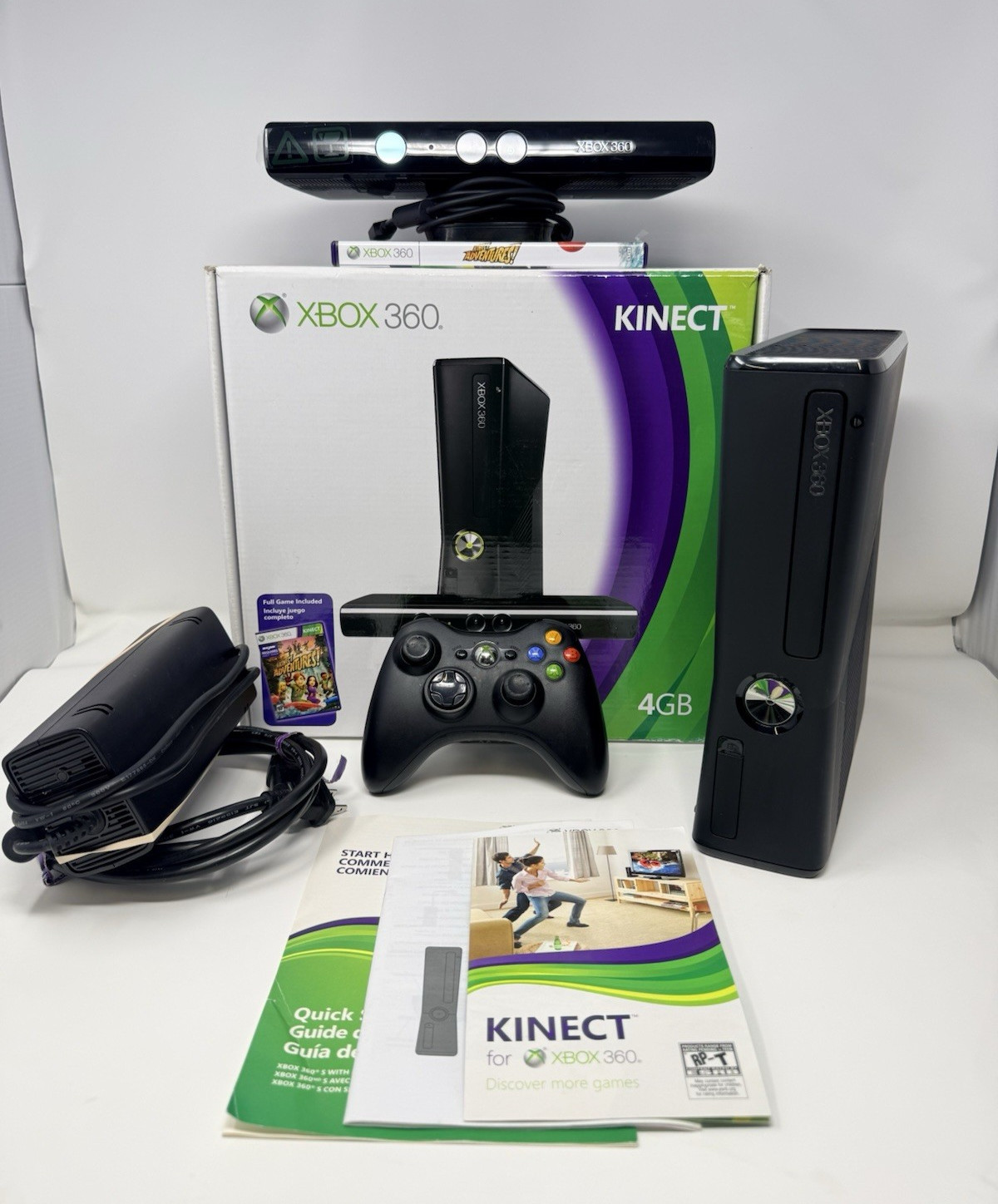Microsoft Xbox 360 S 4GB Console Kinect Controller Box Tested