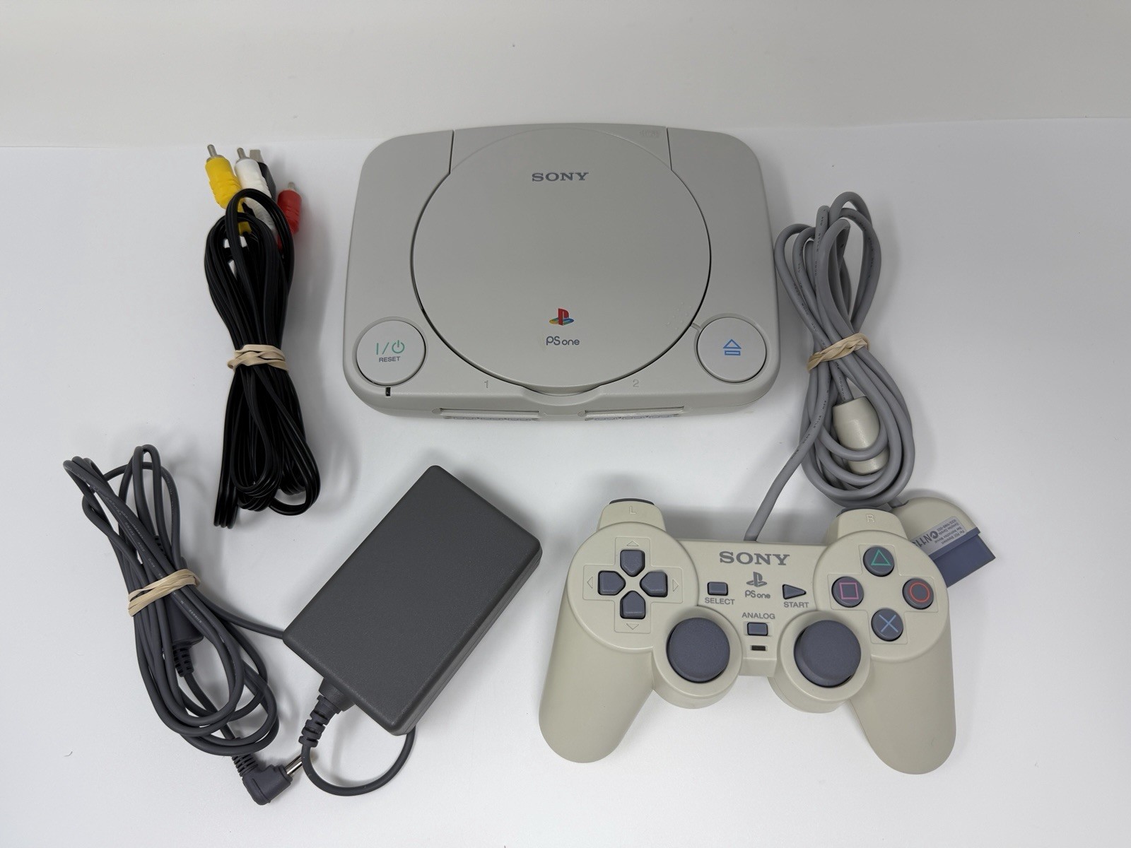 Sony PSOne Slim White Console PS1 (SCPH-101) w OE Controller, OE Cords – Tested!