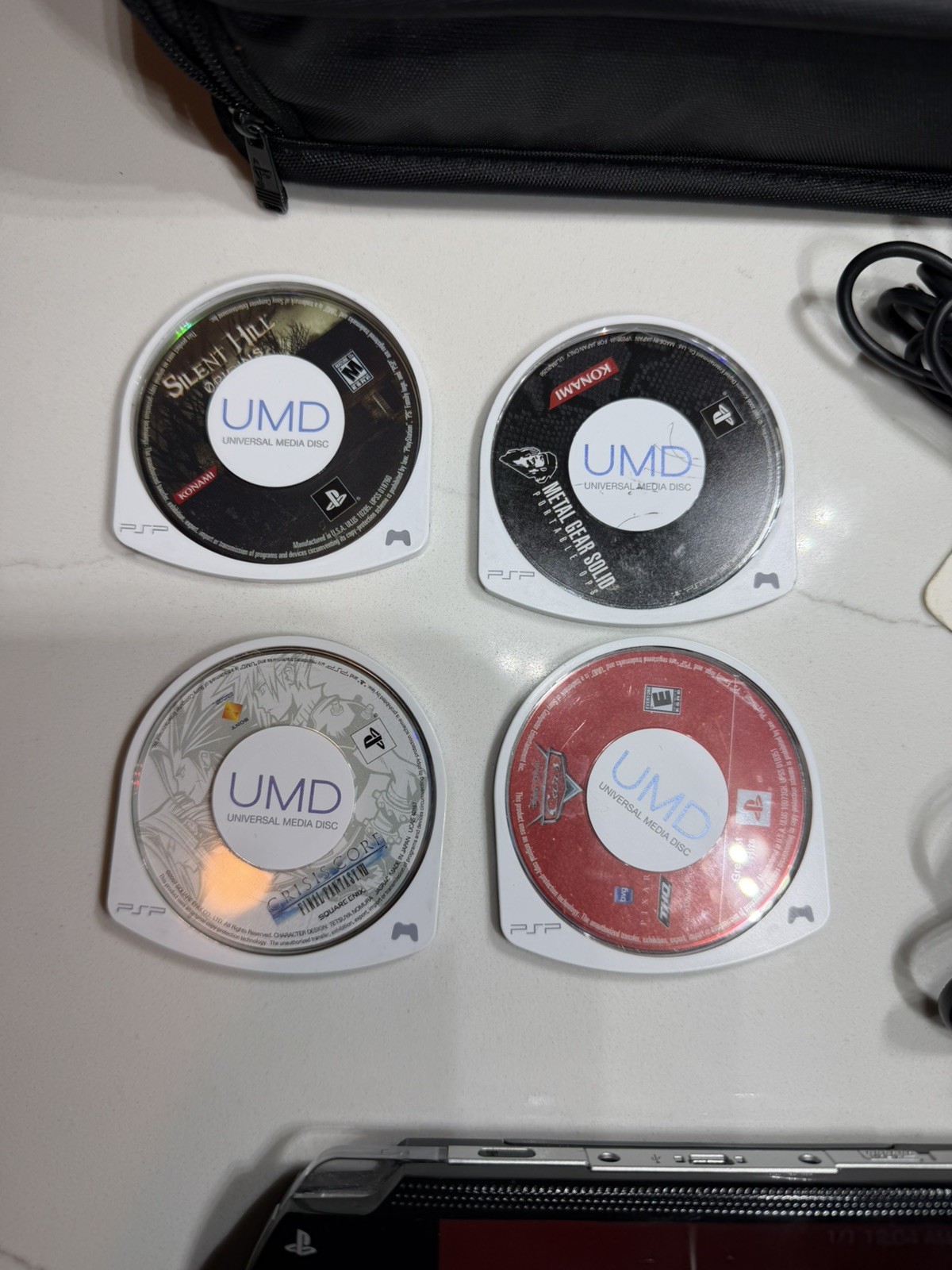 Sony PSP-1001 PlayStation Portable – Black w/ Games + Case + Cables