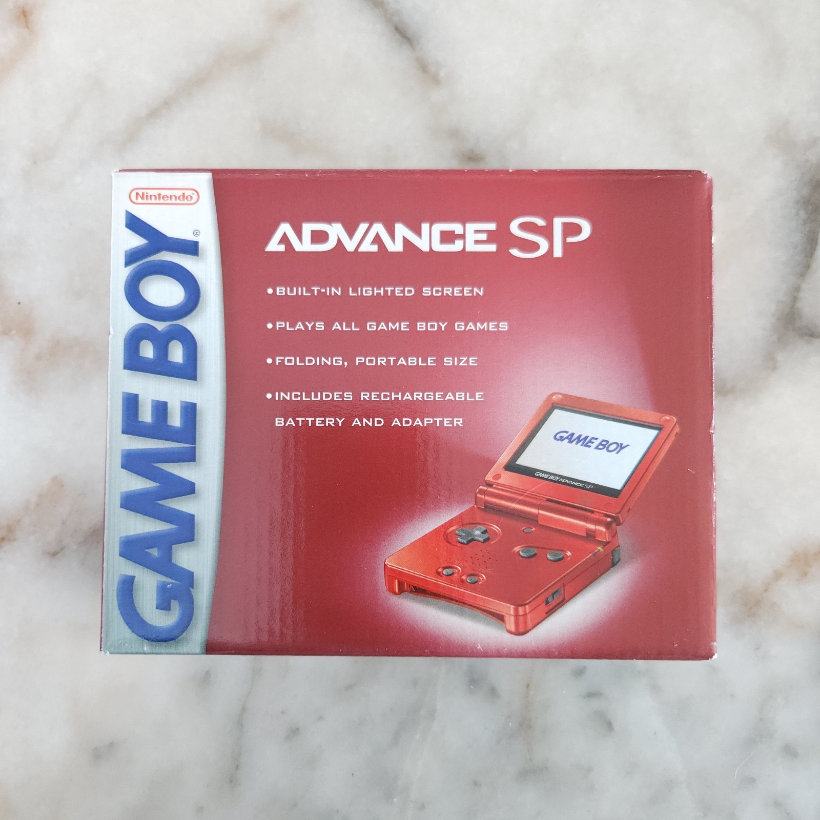 Game Boy Advance GBA SP AGS 001 Flame Red CIB NEVER USED