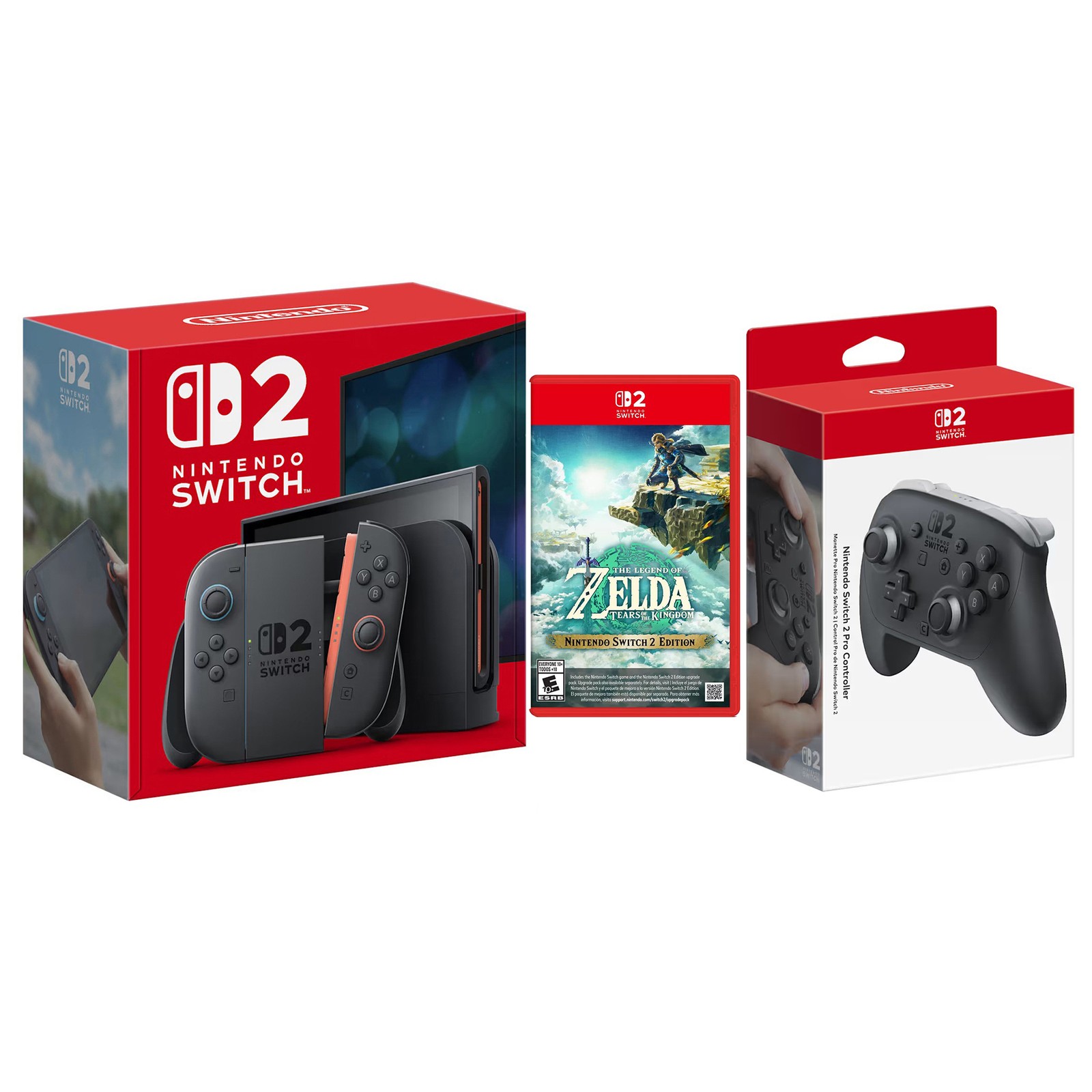 Nintendo Switch 2 Console + Zelda Tears of the Kingdom and Pro Controller Bundle