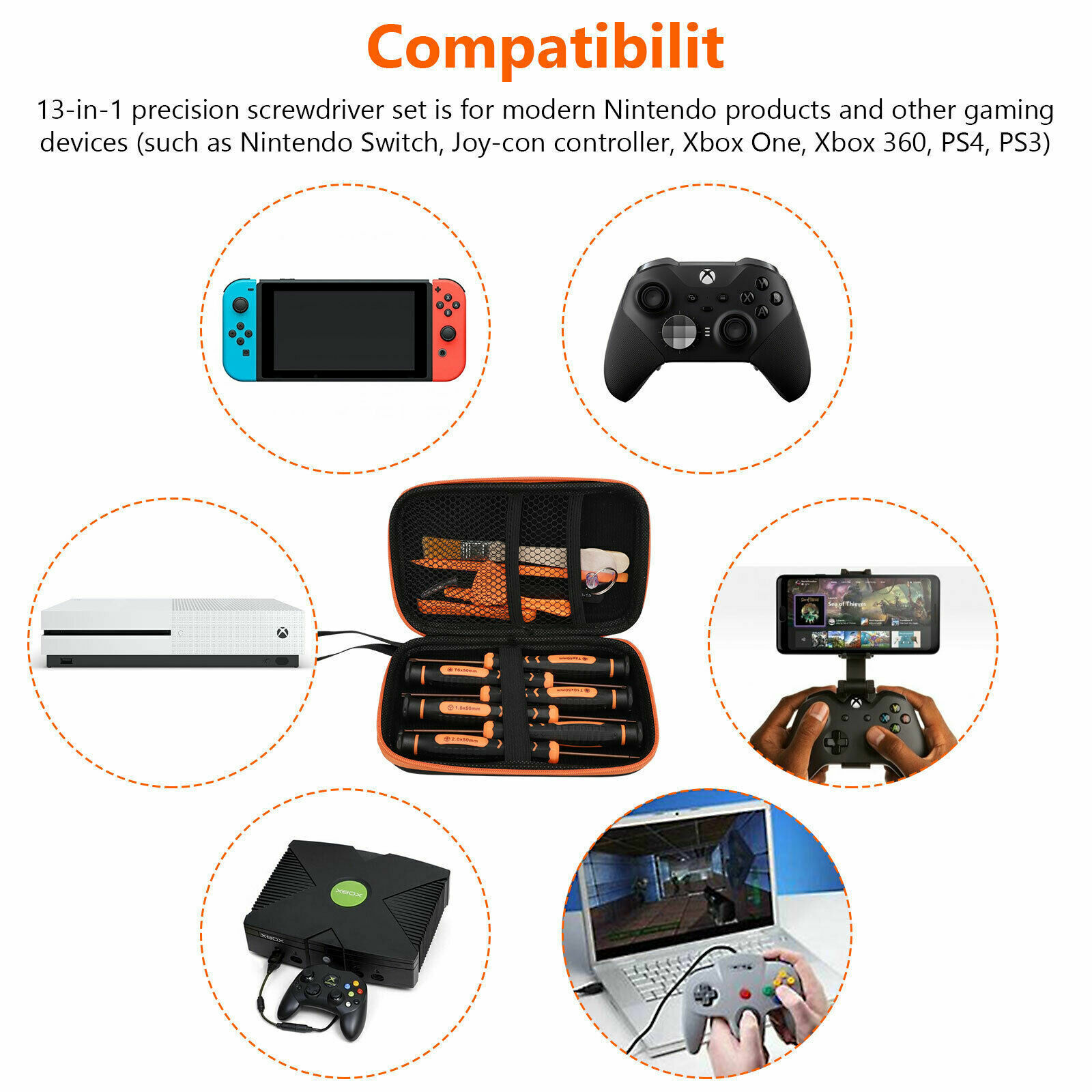 For Xbox One 360/PS4/PS3/ PSP 13in1 Repair Set Bag Case+Professional Screwdriver