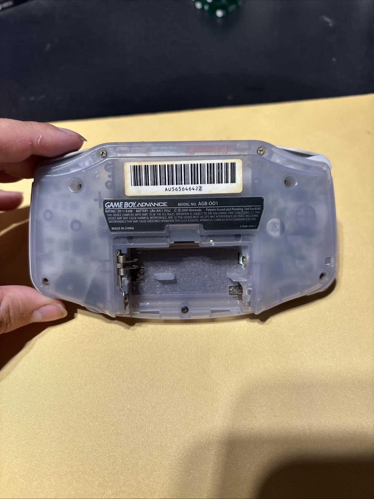 Nintendo Gameboy Advance Glacier Blue Tested Works With 1 Game No Battery Cover