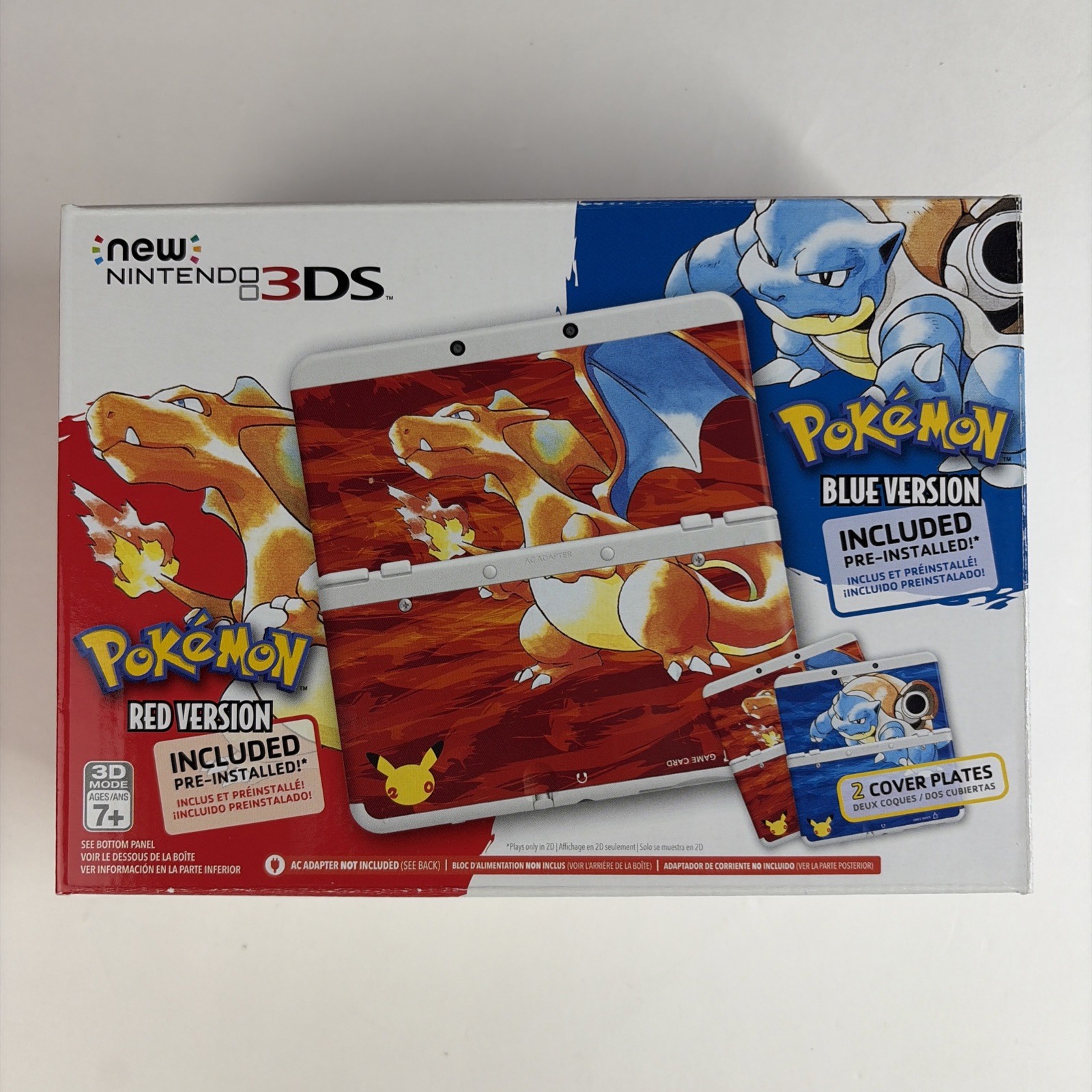 CLEAN DUAL IPS New Nintendo 3DS Pokemon 20th Anniversary Edition CIB Box plates
