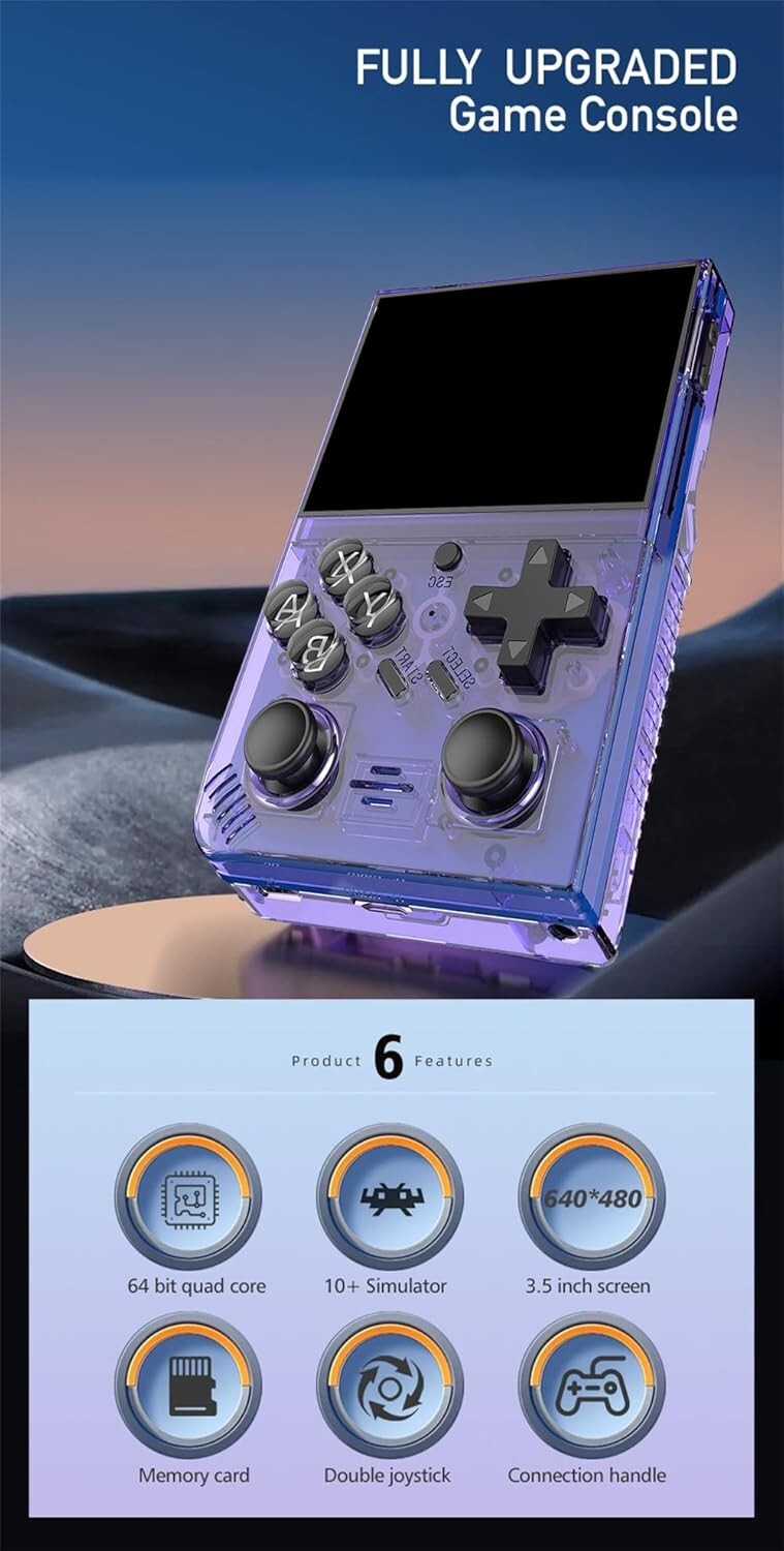 DR35 Plus Handheld Retro Gaming Console Linux System with 64G Card 15000+ Games
