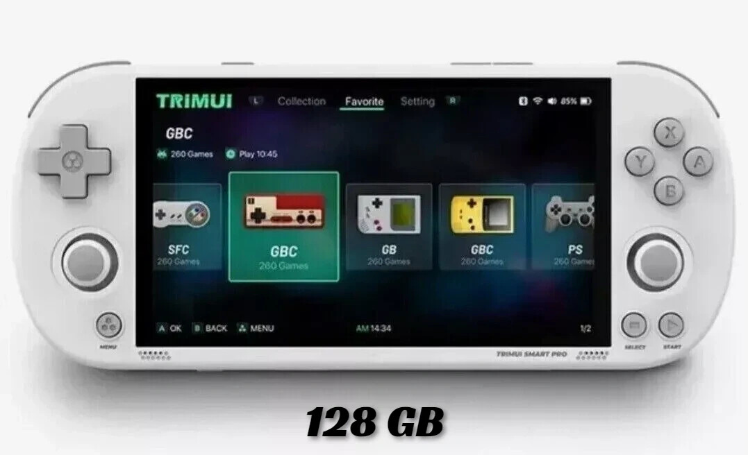 TRIMUI SMART PRO 128GB CONSOLE 12000 GAMES PORTABLE DISPLAY 4.96 WHITE BACK