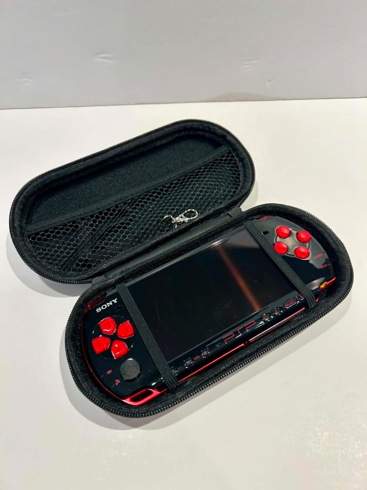 PSP 3000 (3001) God of War Limited Edition Black & Red Tested Working No Charger