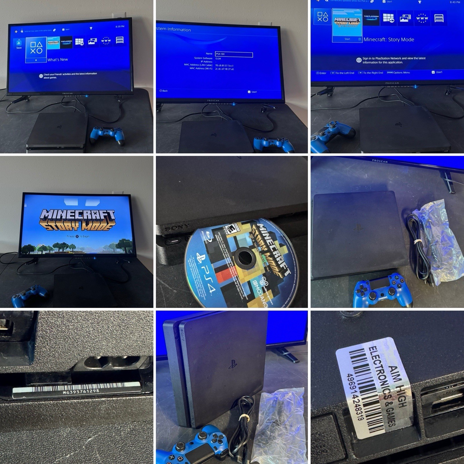 PS4 Slim 500GB Console & Controller CUH-2215B Bundle (New Paste/Washed) Sony