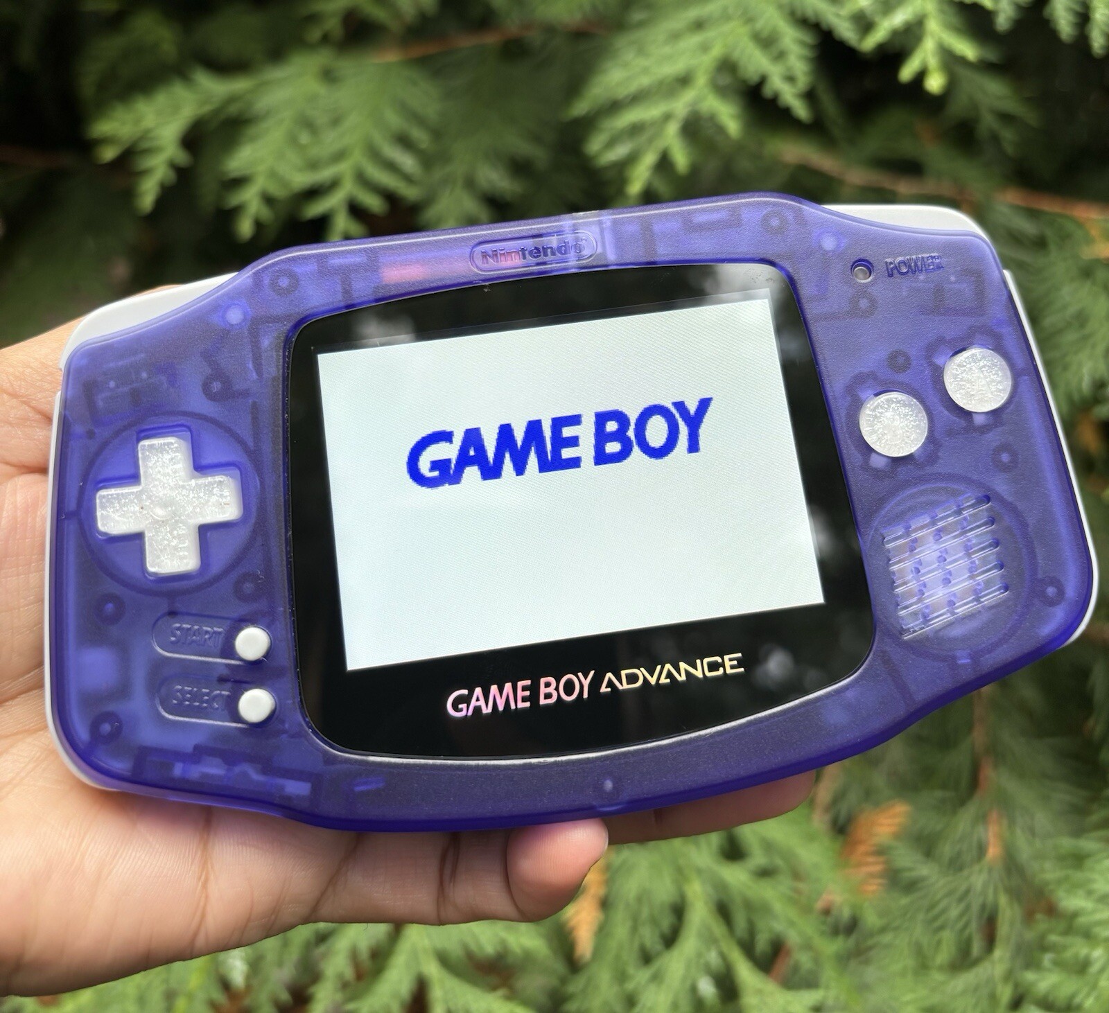 Clear Purple Modded Gameboy Advance Retro Gaming Console with IPS V2 & USB C Mod