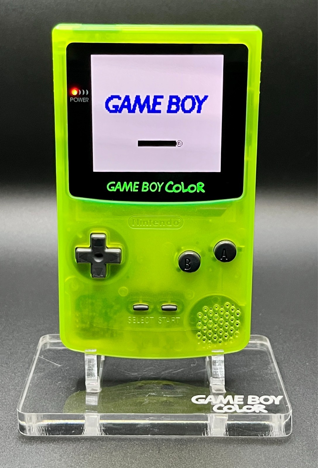 GameBoy Color OLED Screen Mod + USB‑C Rechargeable 1500mAh – Clear Green/Yellow