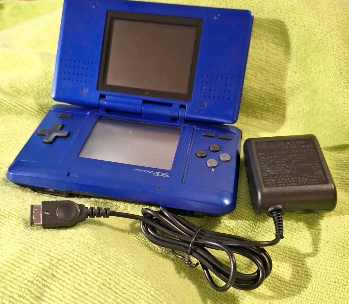 Y2k Nintendo DS NTR-001 Fat Phat Blue Console MINT SCREENS Tested Works Game Boy