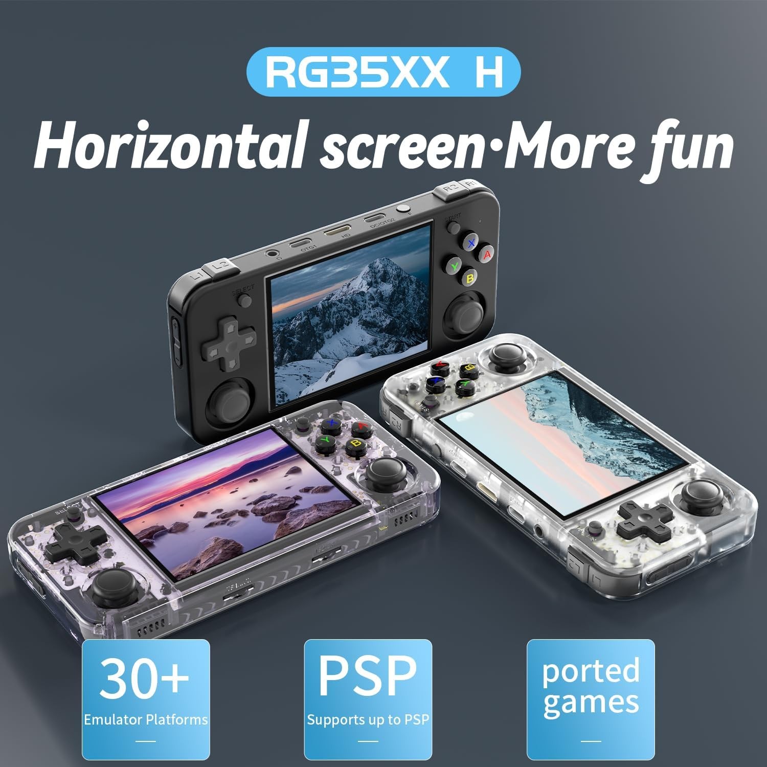 RG35XX HRetro Handheld Game Console 3.5″ IPS 64G TF 3300mAh Linux Black Emulator