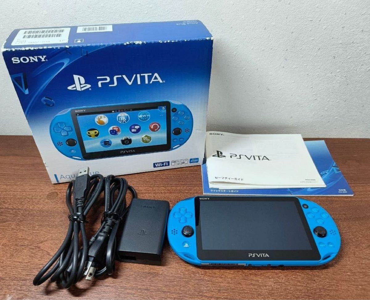 Sony PlayStation PS Vita Slim PCH-2000 Wi-Fi Console Aqua Blue w/ Charger & Box