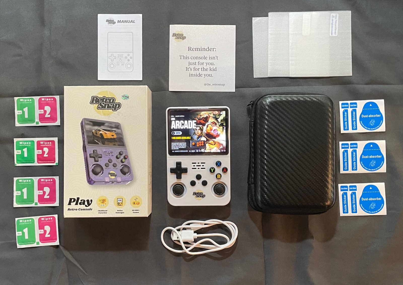 RetroSnap Handheld Console — LN, Mint Condition (White / 128GB / 40,000 Games)
