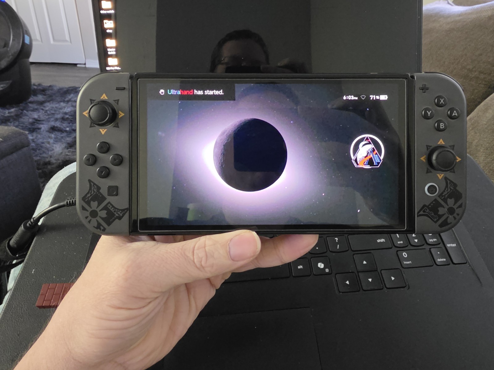 Nintendo Switch OLED “Custom” Monster Hunter Joycons, Pre-installed Temp Glass