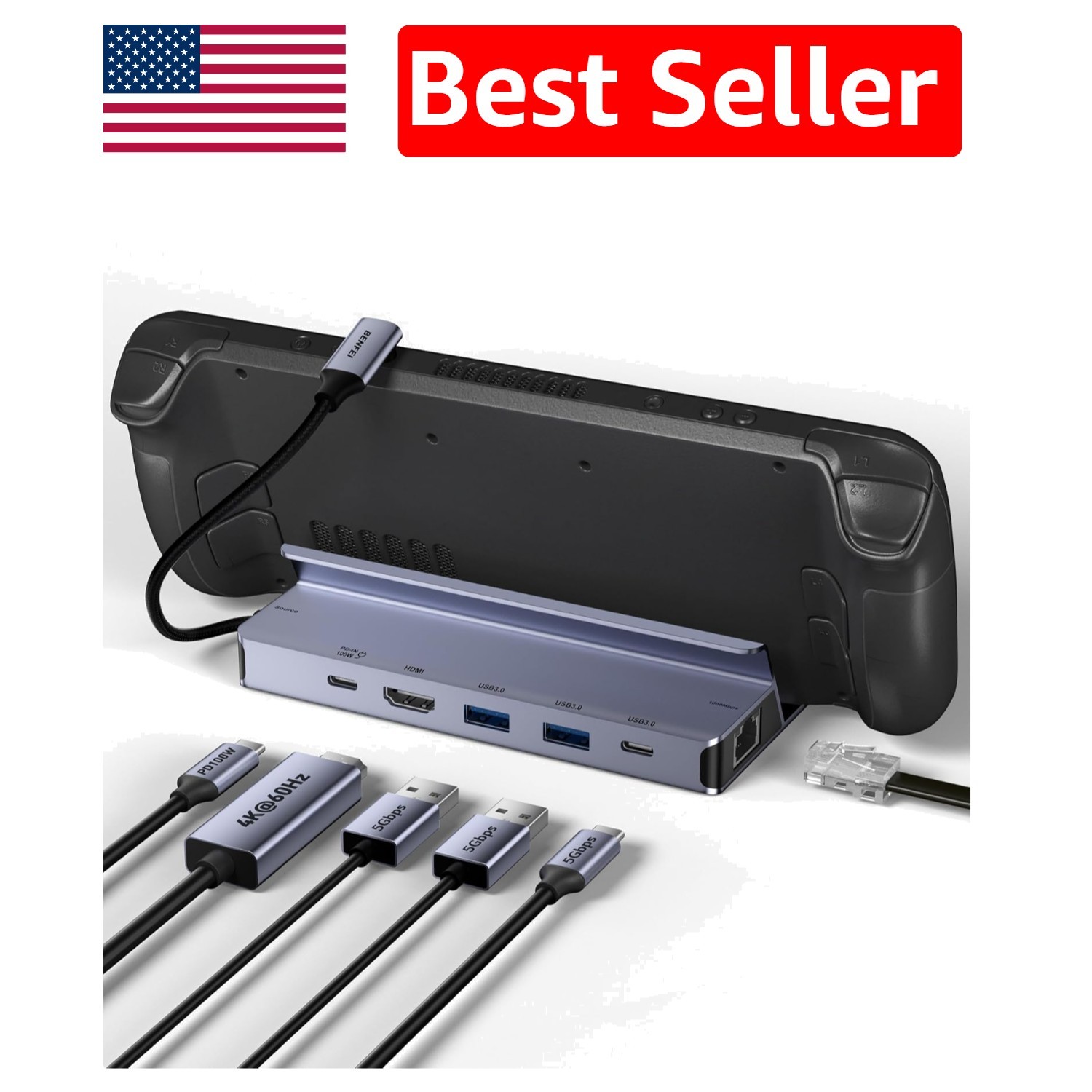 Compact Steam Deck Dock with 4K Output and Advanced Usability –