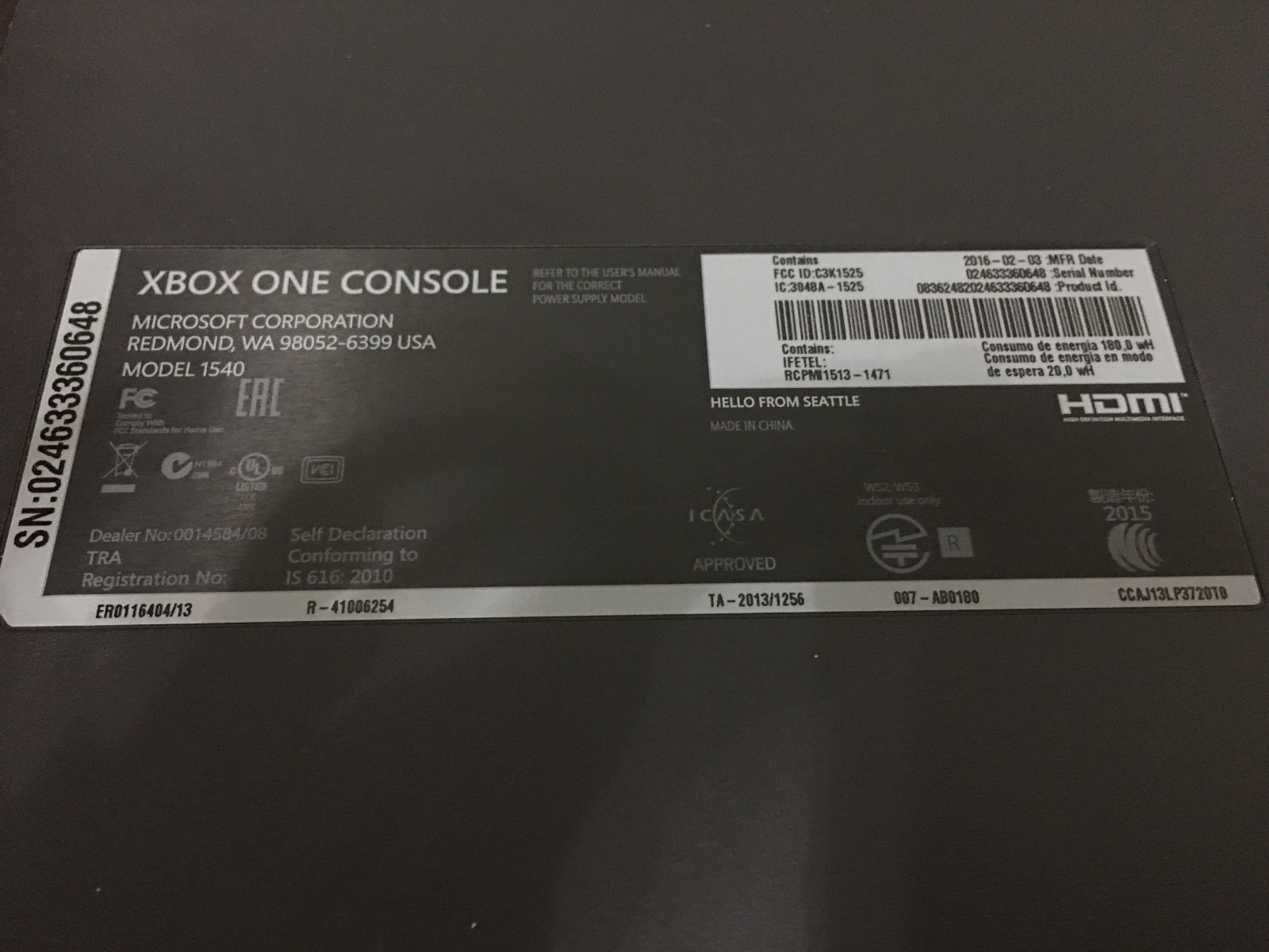 Microsoft Xbox One 500GB Console (read description)