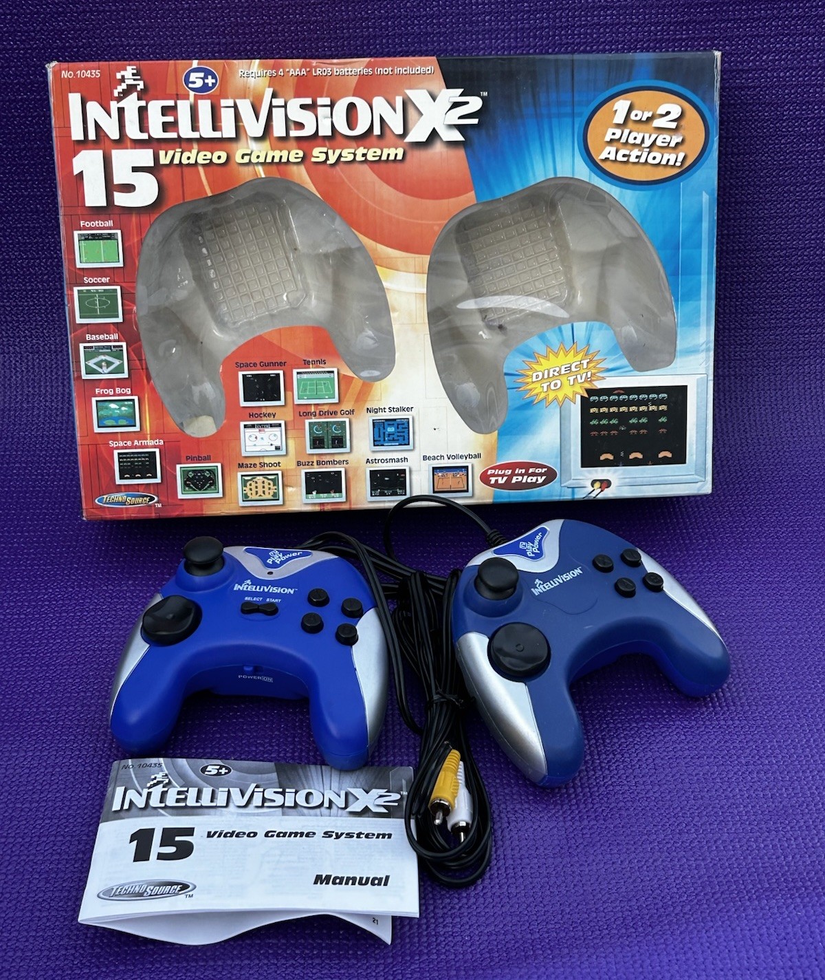 2005 INTELLIVISION x2, 15-VIDEO-GAME SYSTEM, PLUG & PLAY w/ 2 CONTROLLERS —L@@K—