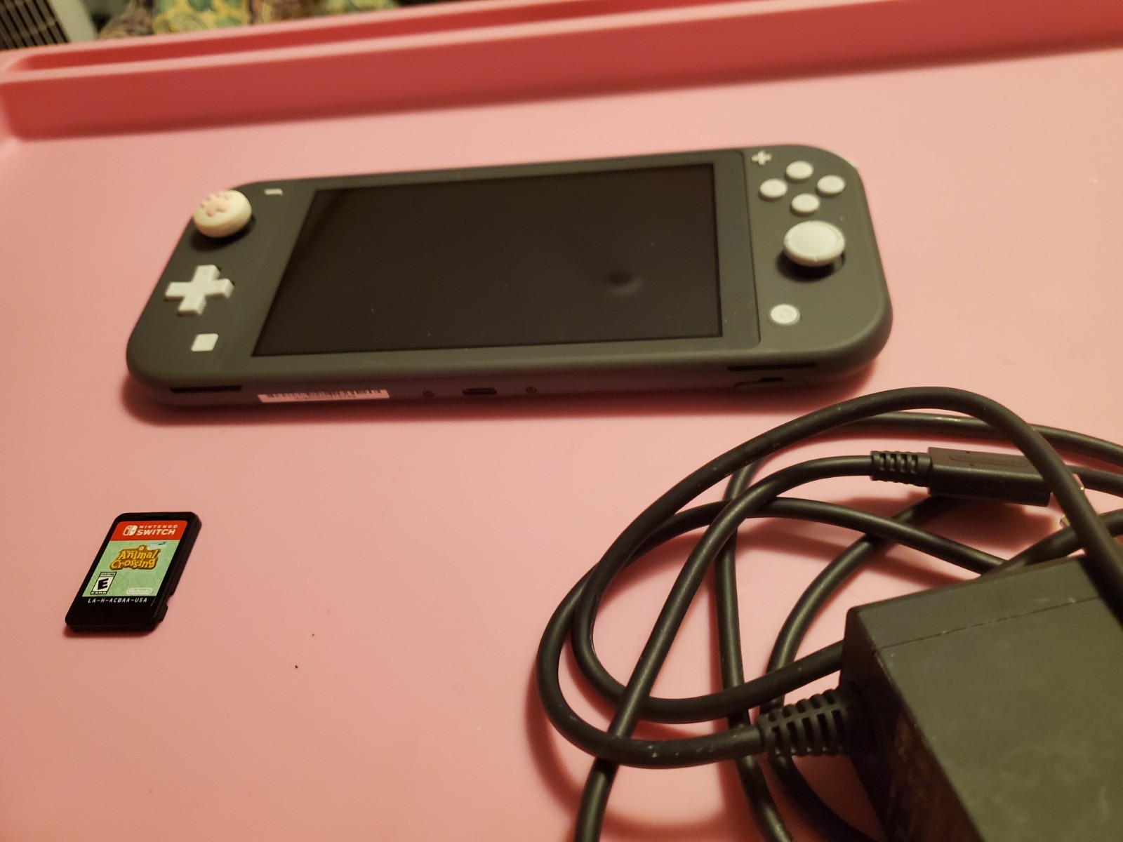 Nintendo Switch Lite Black/Gray with Game Animal Crossing Very Good Condition