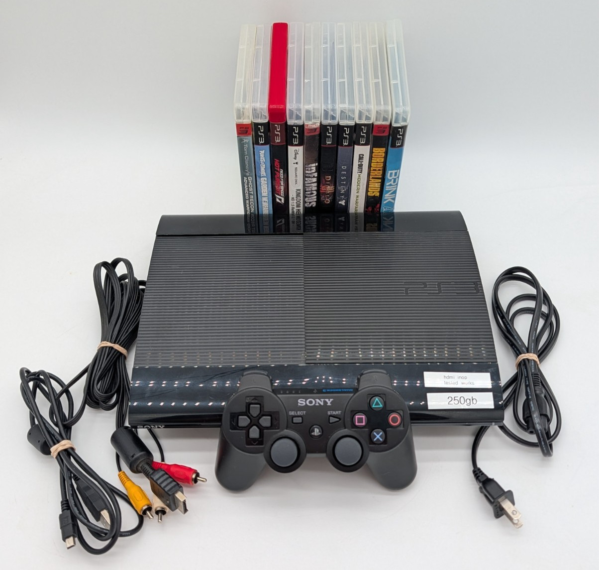 Sony PlayStation 3 PS3 Super Slim CECH-4001B Console Bundle HDMI Inop – AV ONLY!