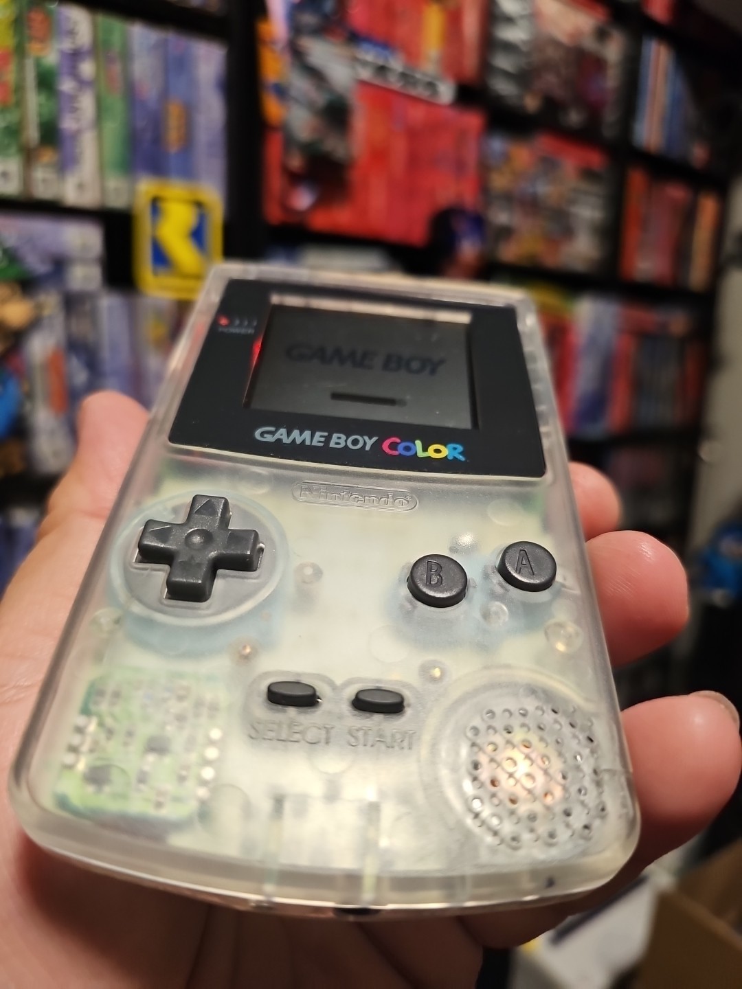 Nintendo Game Boy Color Clear Console GBC Custom Build Needs TLC w/ Yellow Shell