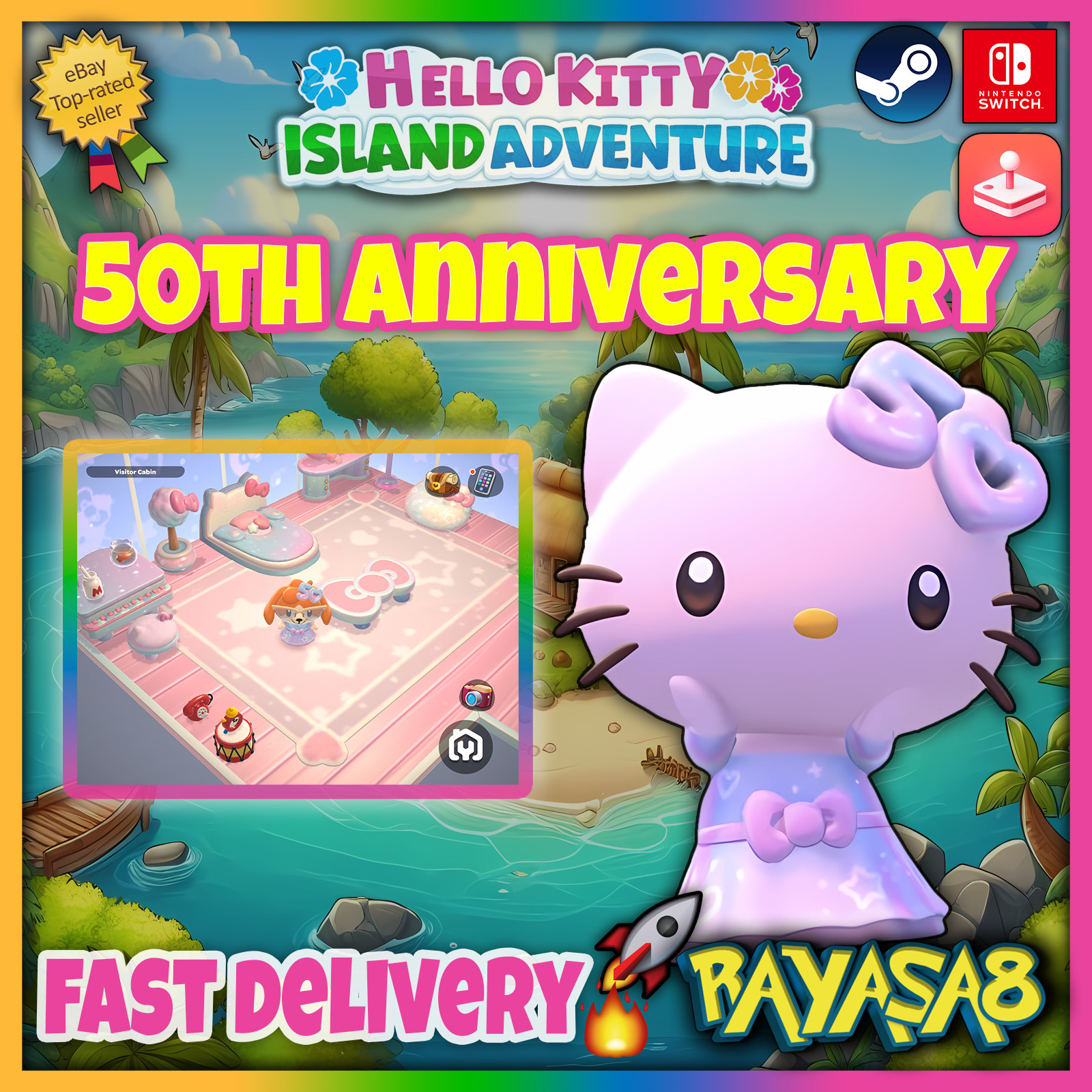 🎀 Hello Kitty 50th Anniversary Set – Furniture Nintendo | Steam | Apple Arcade