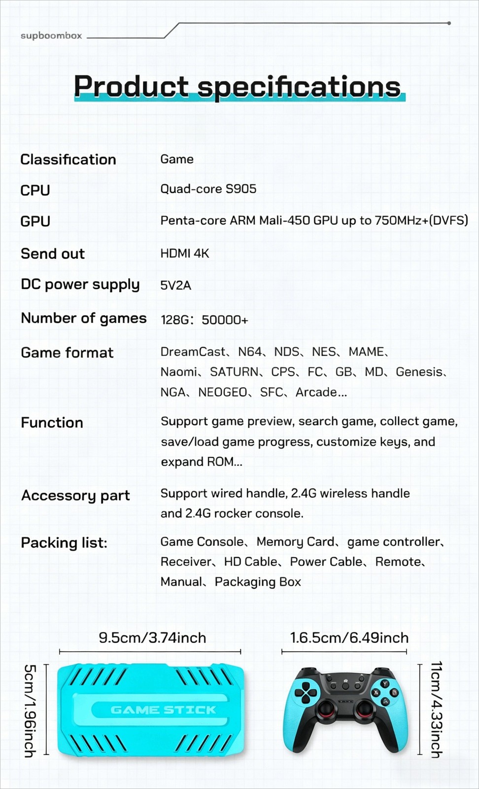 Wireless Retro Video Gaming Controller Console Built-in 50000+Games&40 Emulators