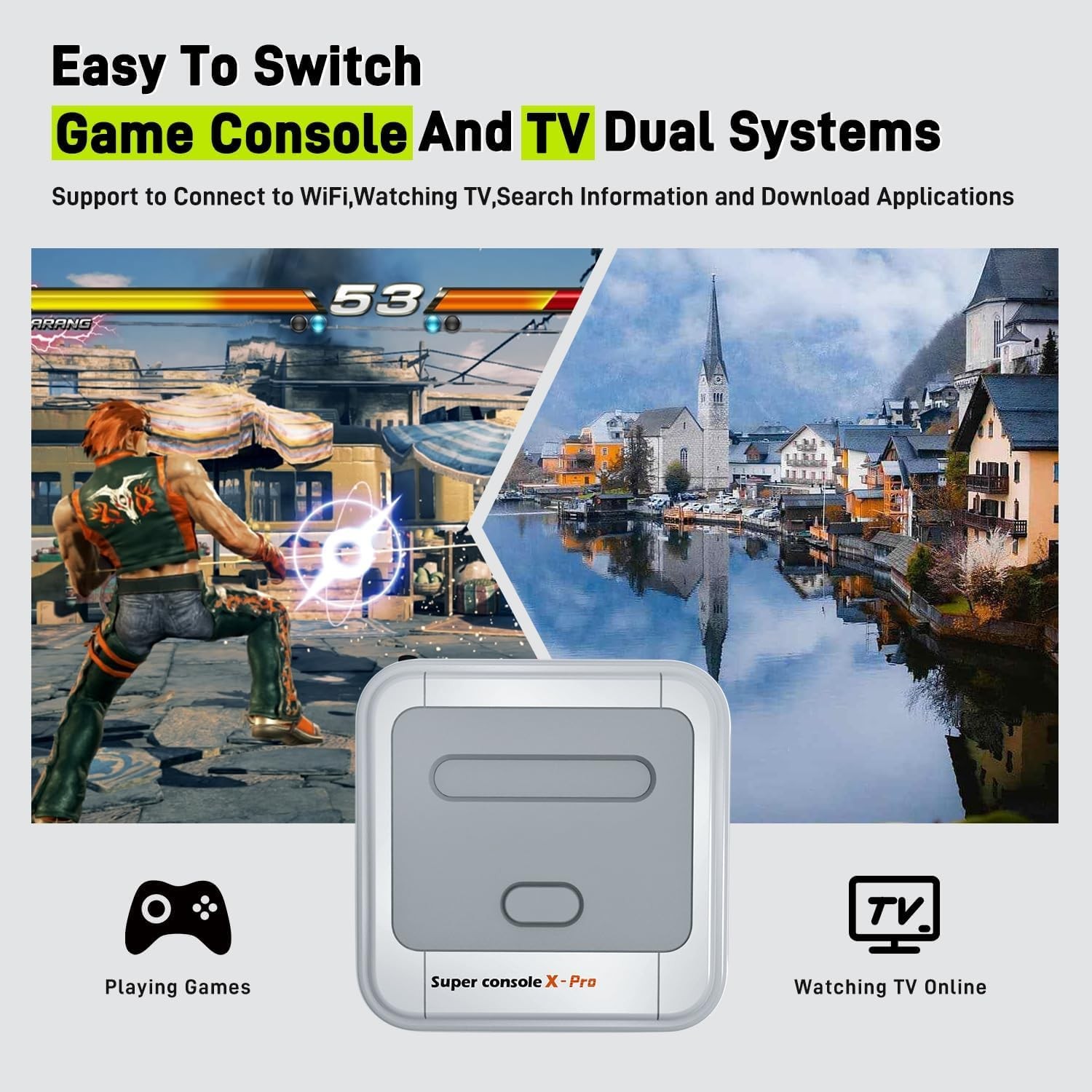 Super Console X Pro with 100000+ Games,TV & Game System in 1, Mini Retro Game…