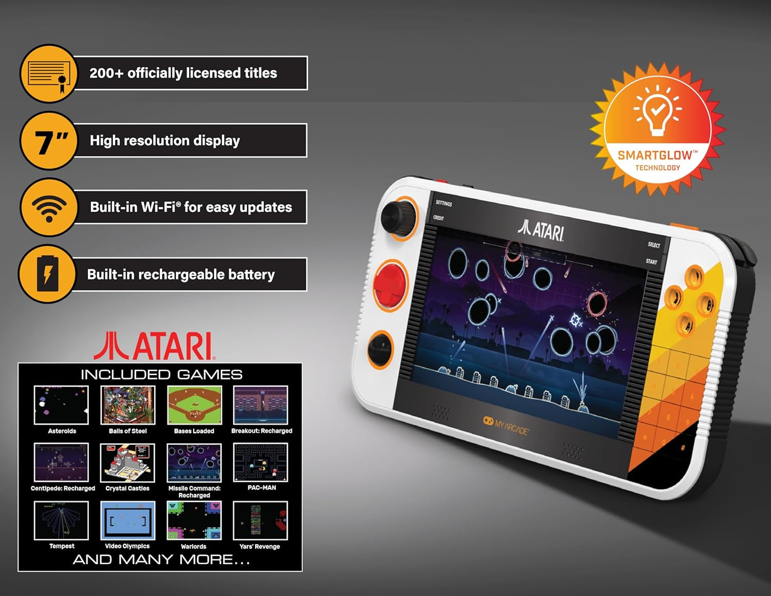 Atari Gamestation Go: Rechargeable Battery, over 200+ Preloaded Retro Video Game