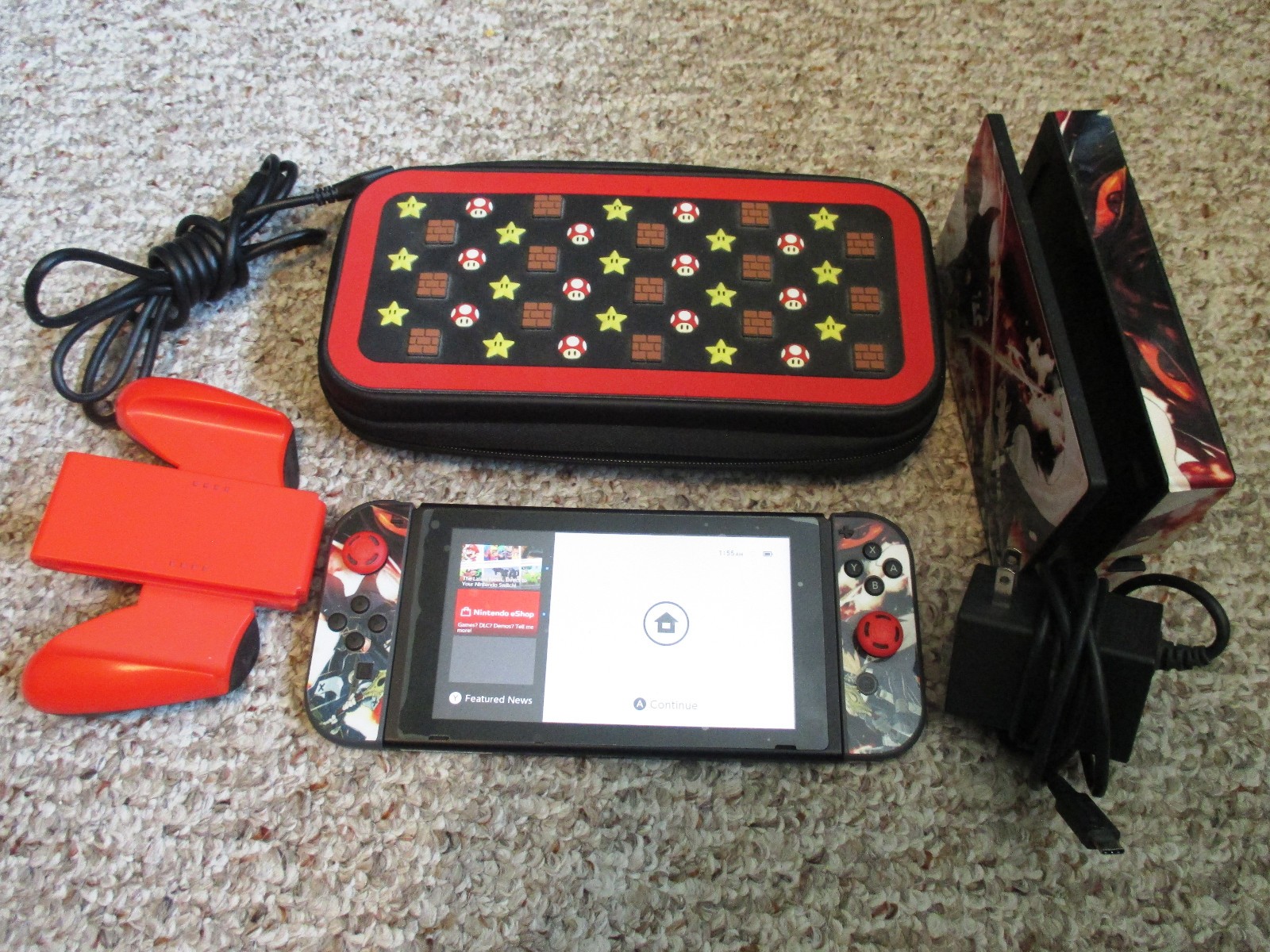 Nintendo Switch System 32GB Console w/Gray Joy-Cons +Charger + Dock & Extras