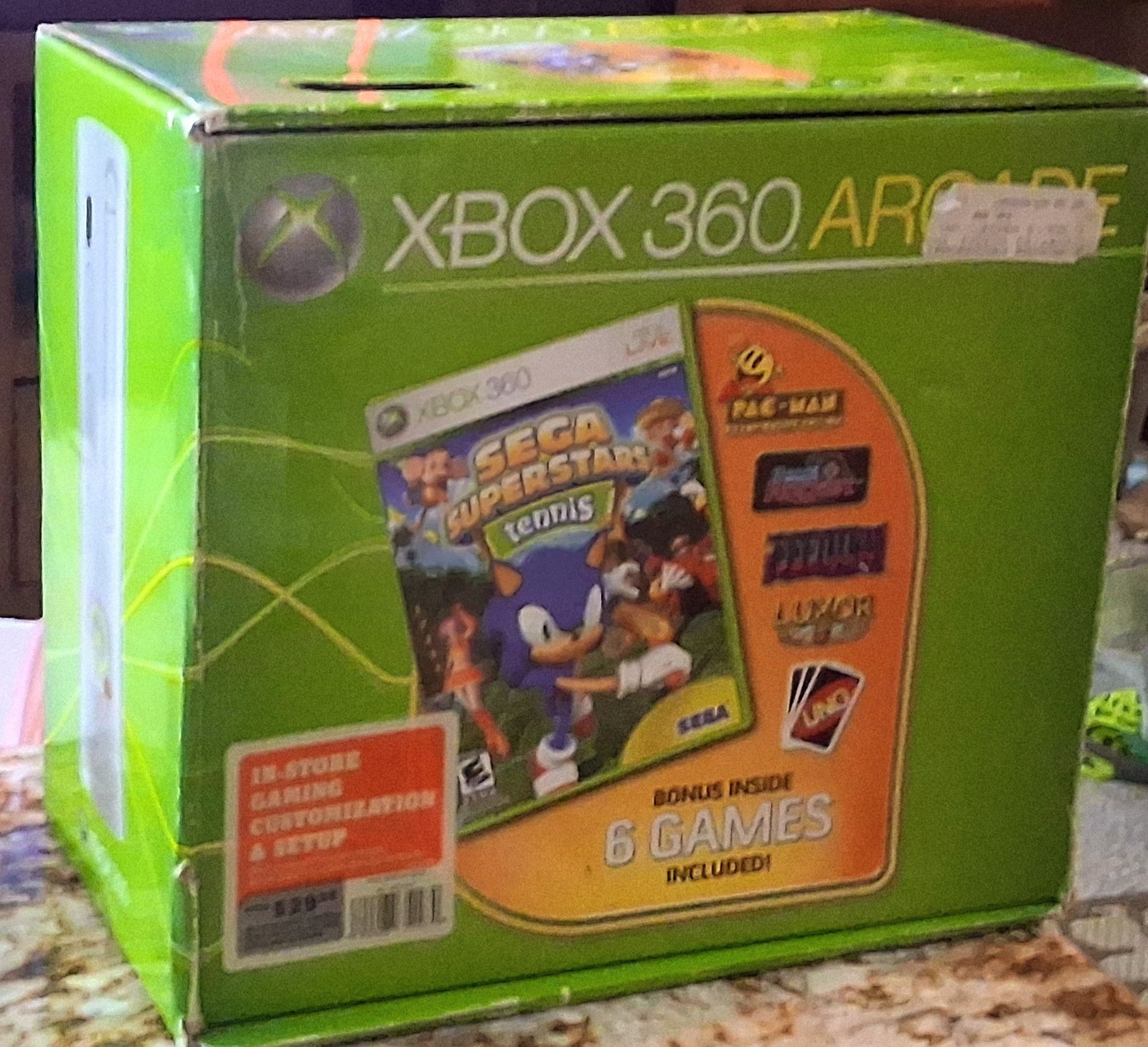 XBOX 360 ARCADE W/ 20GB HD AND 29 GAMES, 2 CONTROLLERS- EXCELLENT QUALITY