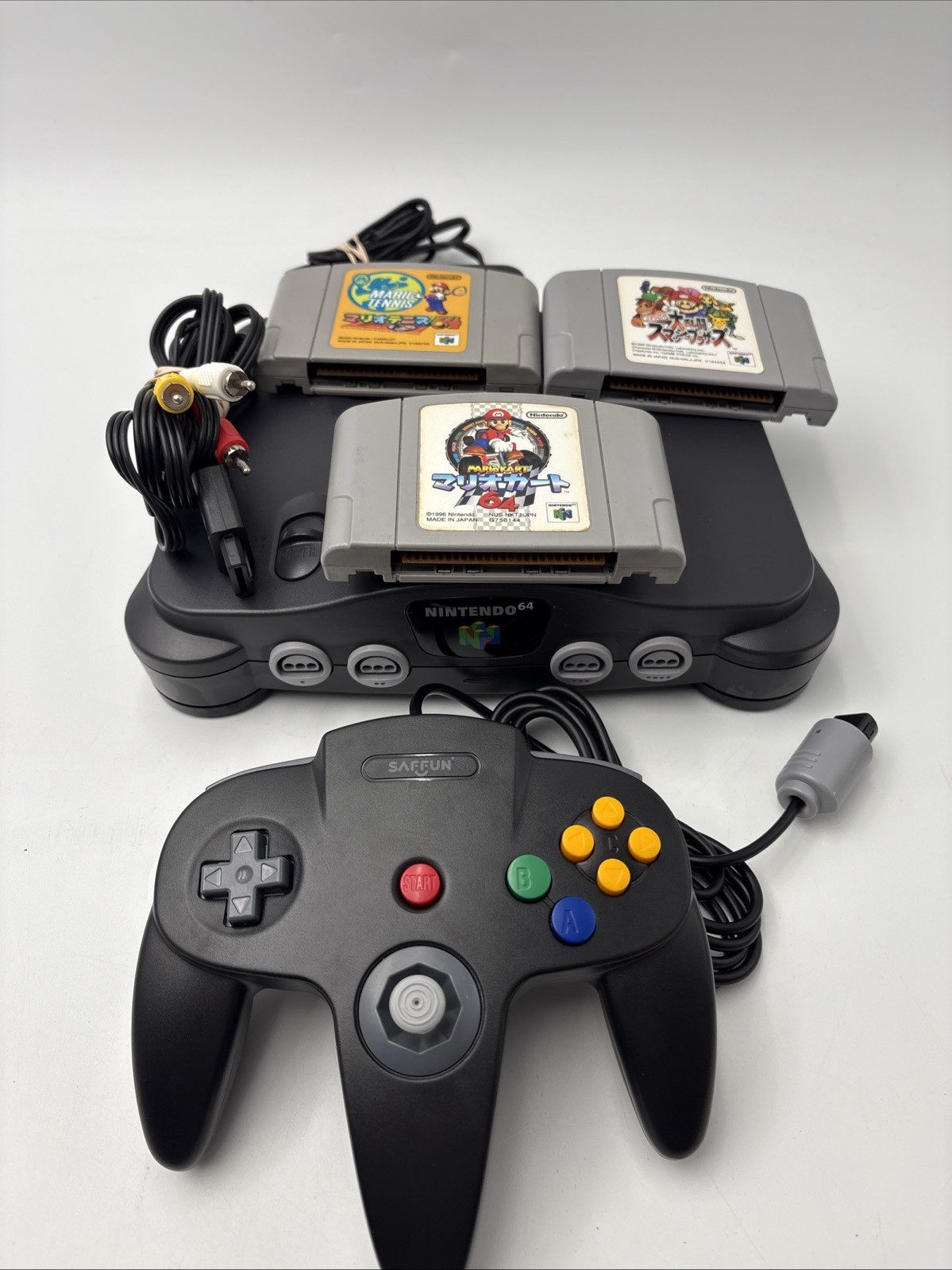 Nintendo 64 N64 Black Region Free Console Bundle with Controller & three game